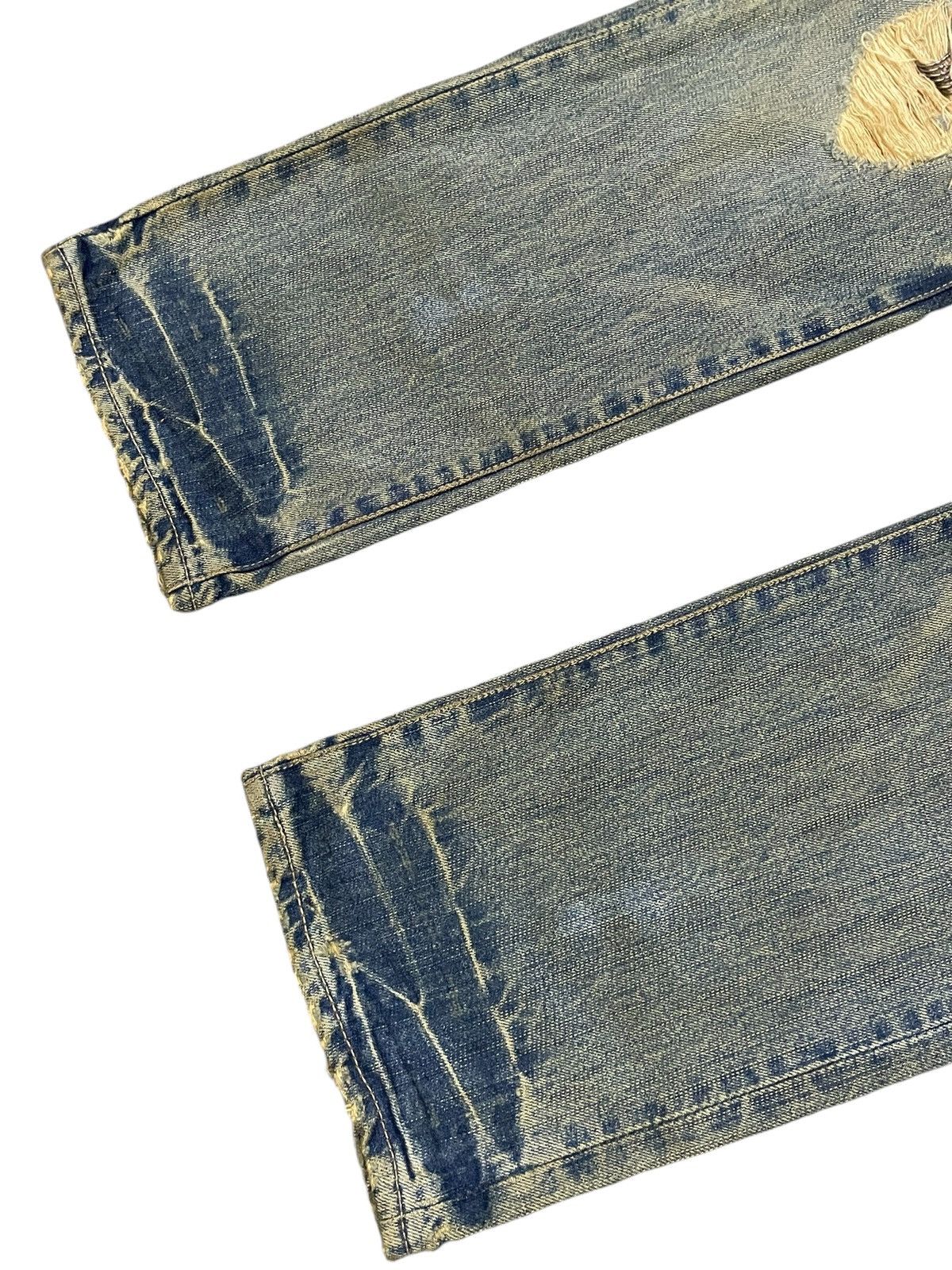 Japanese Brand Archive PPFM Pierced Mud Wash Double Waist Distressed Jeans Size US 31 - 7 Thumbnail