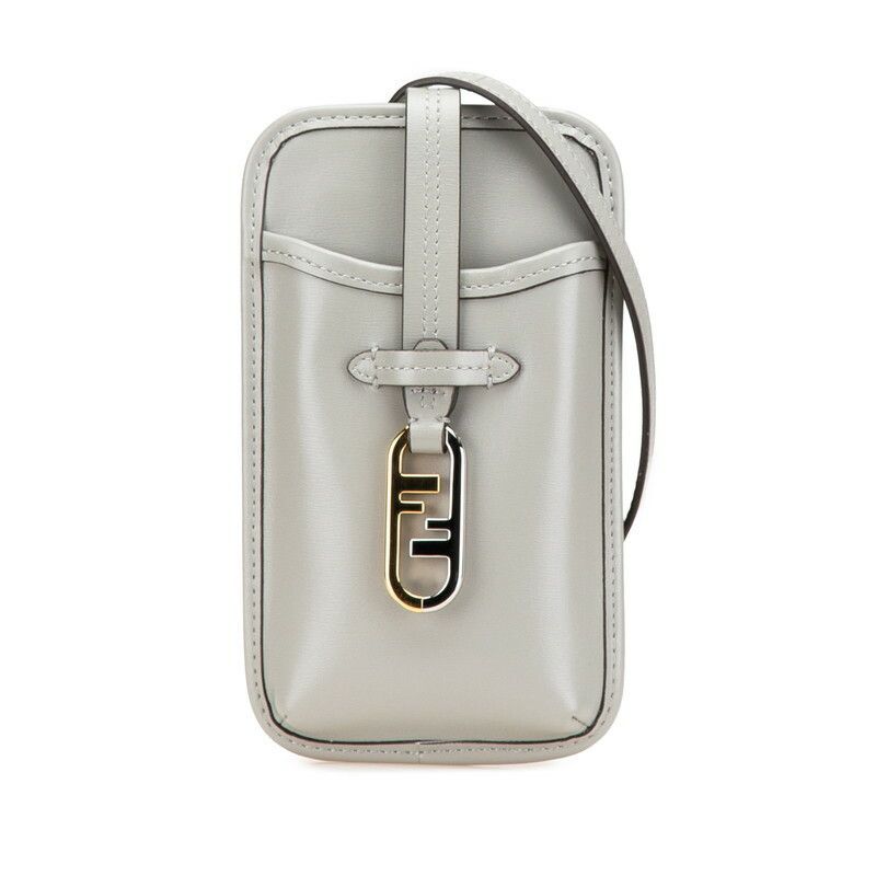 Fendi Fendi 7As131 Leather Phone Holder Shoulder Bag Leather Shoulder Bag 7As131 in Grey, Women's