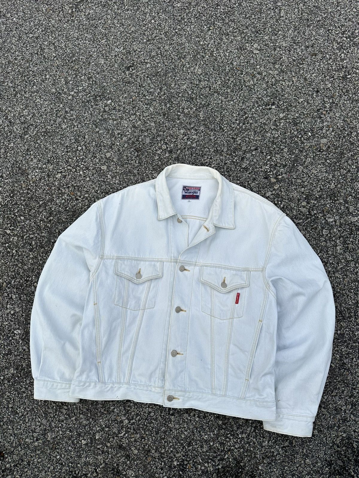 Wrangler 👹Vintage Wrangler White Trucker Jacket Size US L / EU 52-54 / 3 - 7 Thumbnail