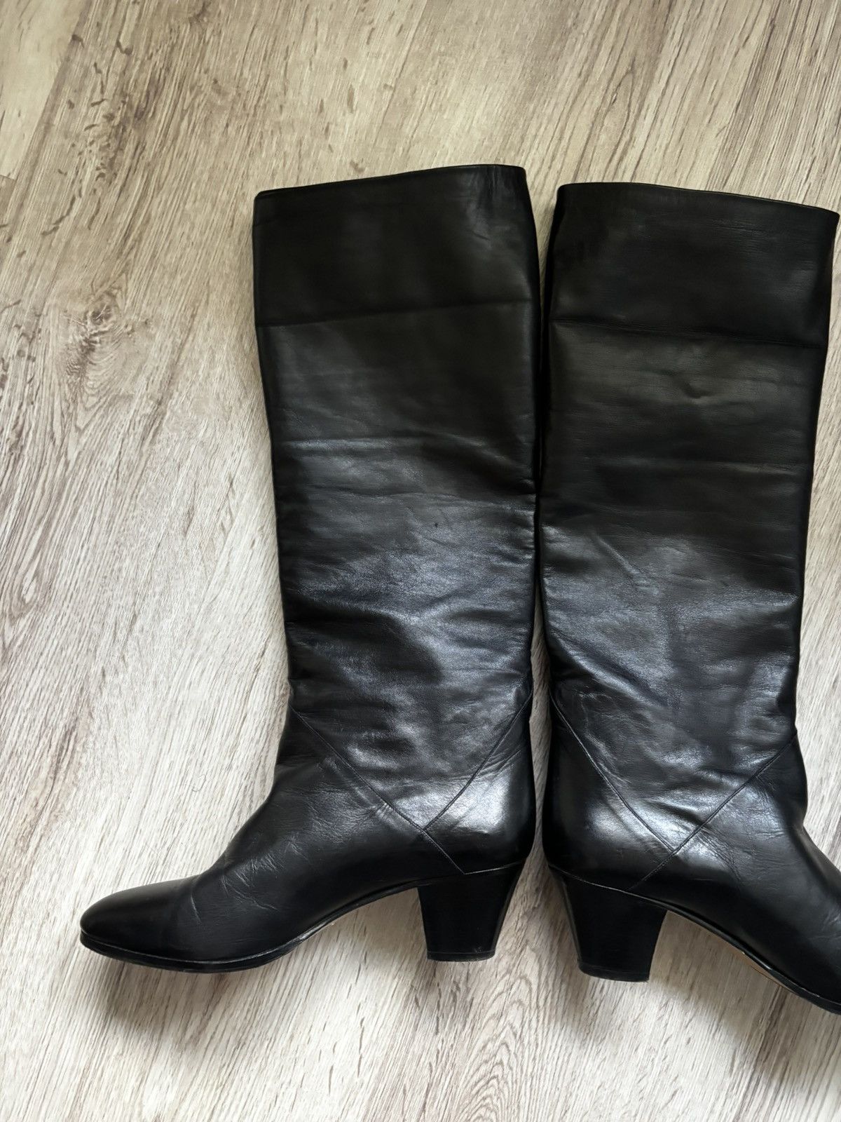 Bally Vintage Bally Patchwork Leather Knee High Boots Black Size US 6.5 / IT 36.5 - 19 Thumbnail
