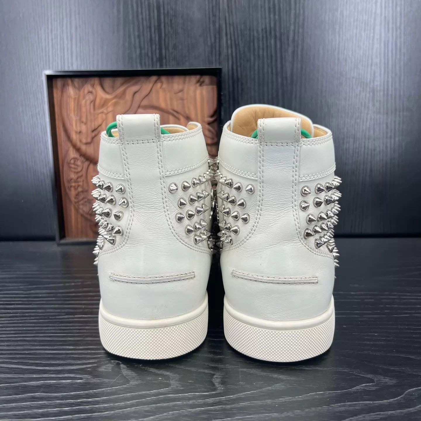 Christian Louboutin cl high-top silver rivet sneakers 42 worn a few times Size US 9 / EU 42 - 5 Thumbnail