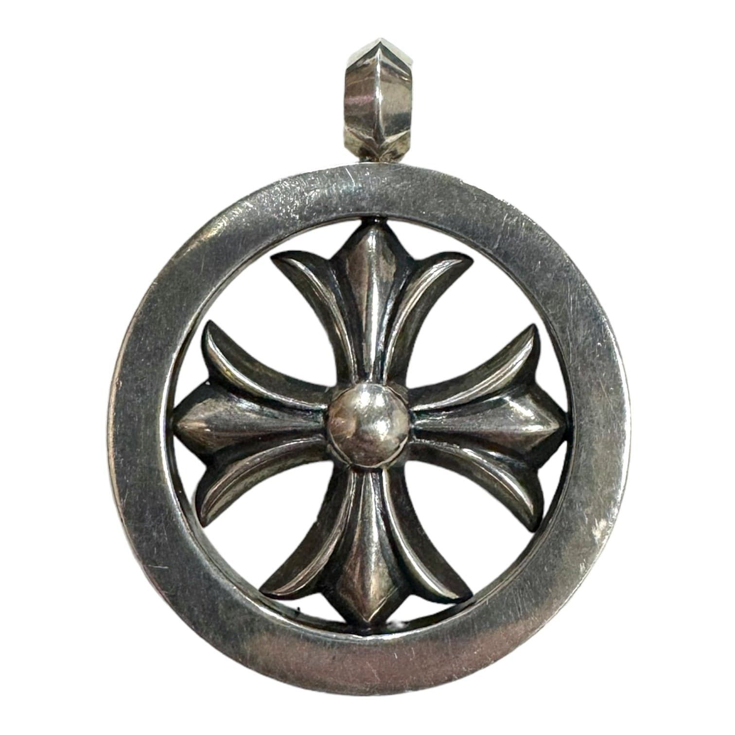 image of Chrome Hearts Large Plus Circle Pendant (.925 Silver), Men's