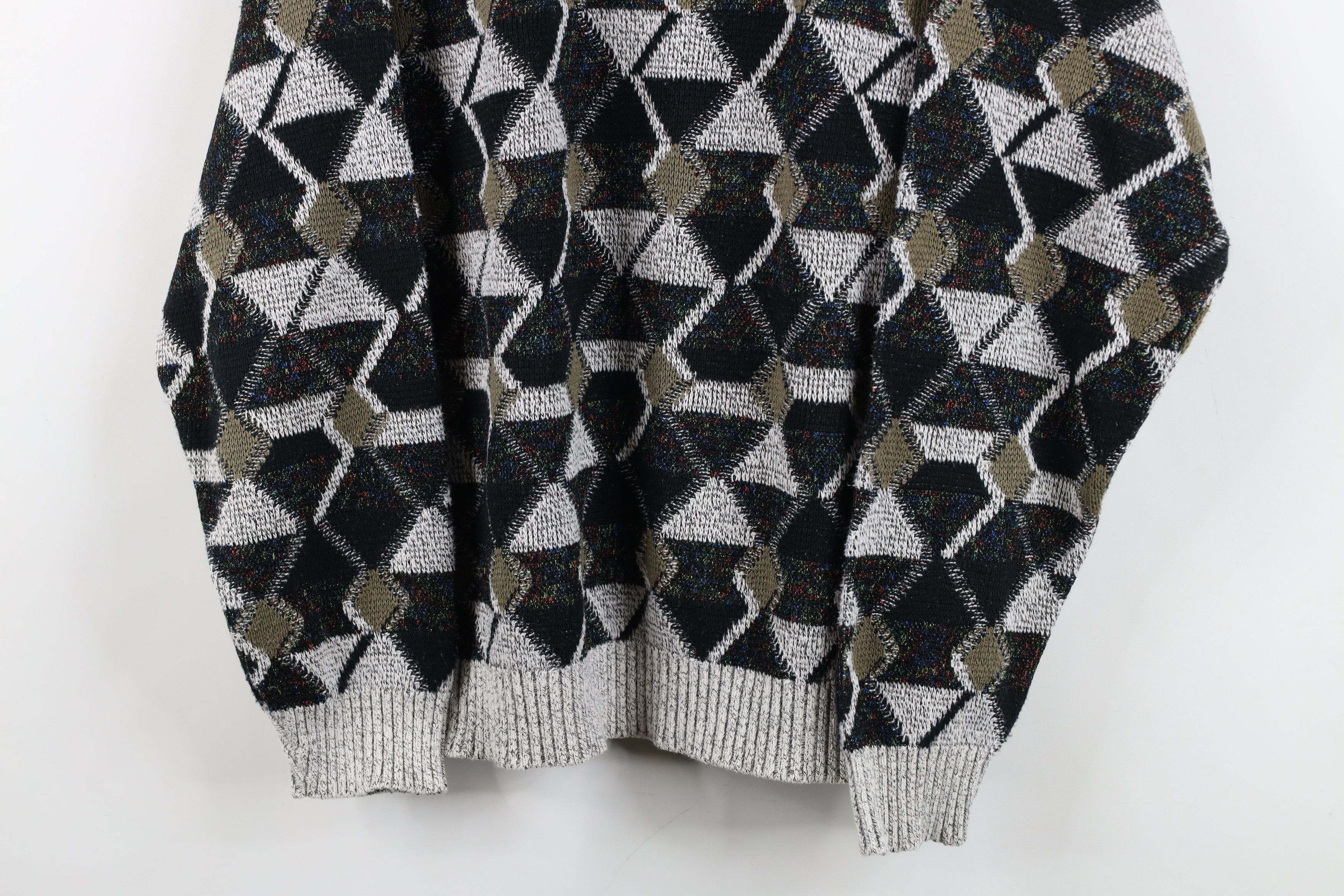 Vintage Vintage 90s Coogi Style Rainbow Geometric Knit Sweater USA Size US L / EU 52-54 / 3 - 3 Thumbnail