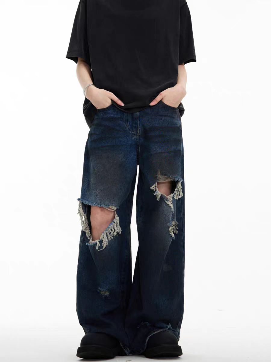 Japanese Brand × Jean Vintage washed distressed high street baggy jeans Size US 34 / EU 50 - 4 Thumbnail