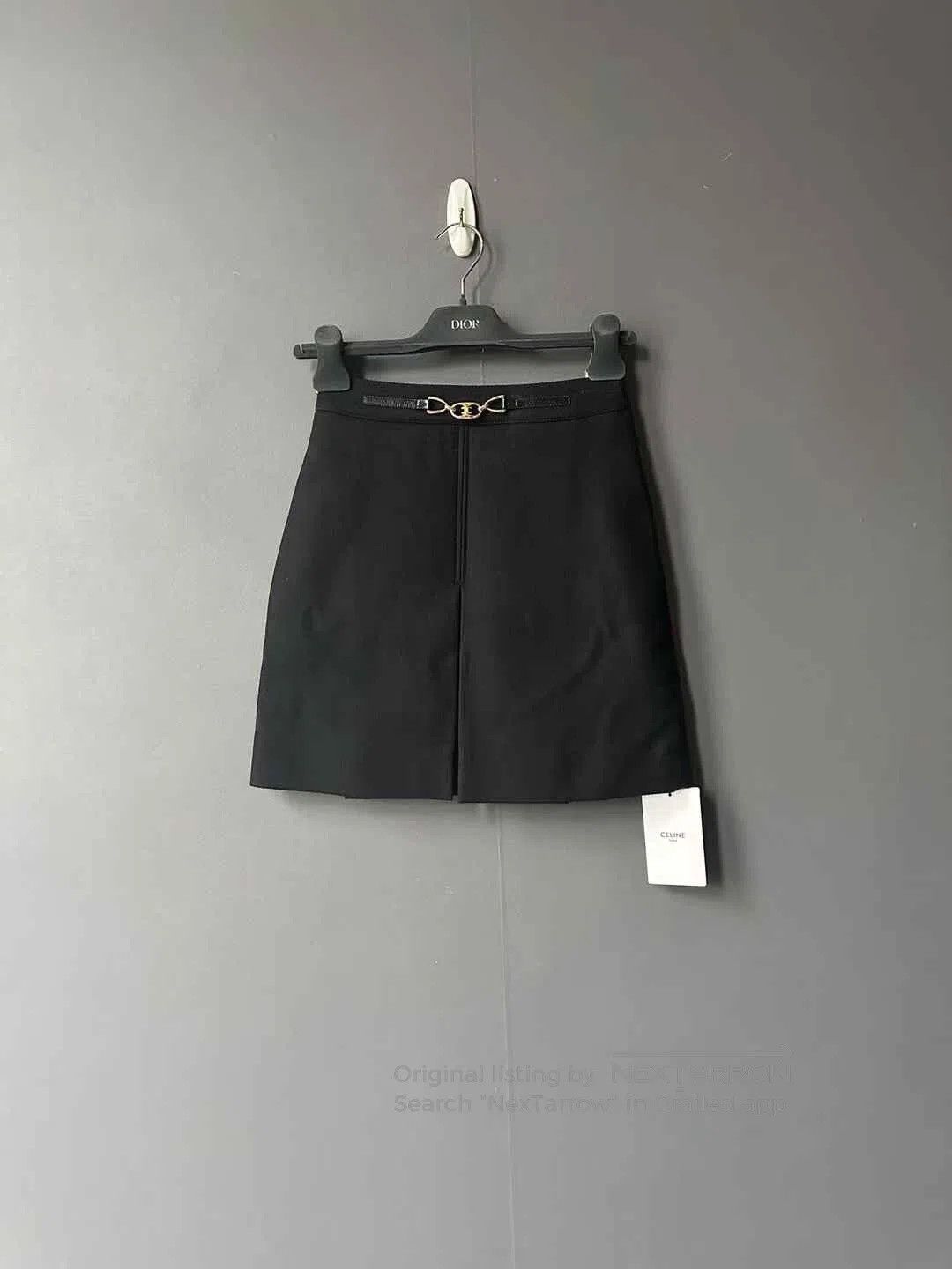 Other CELINE Black Wool Skirt with Triomphe Gold-Button Detail| Size 33" - 1 Thumbnail