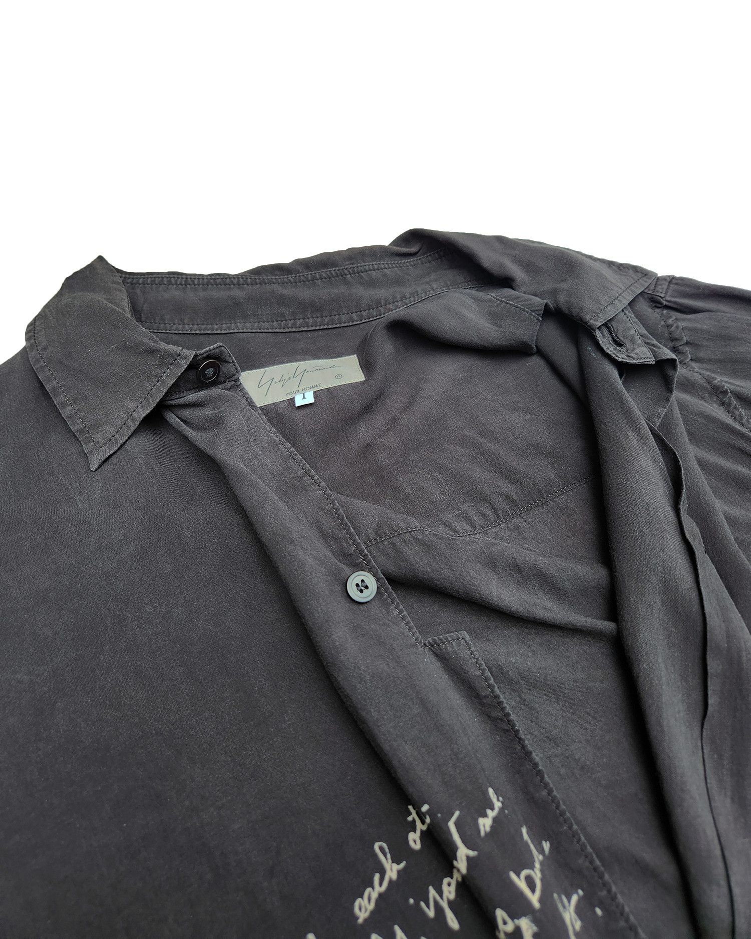 Yohji Yamamoto Yohji Yamamoro Pour Homme Tencel Long Lyric Shirt Size US S / EU 44-46 / 1 - 4 Thumbnail