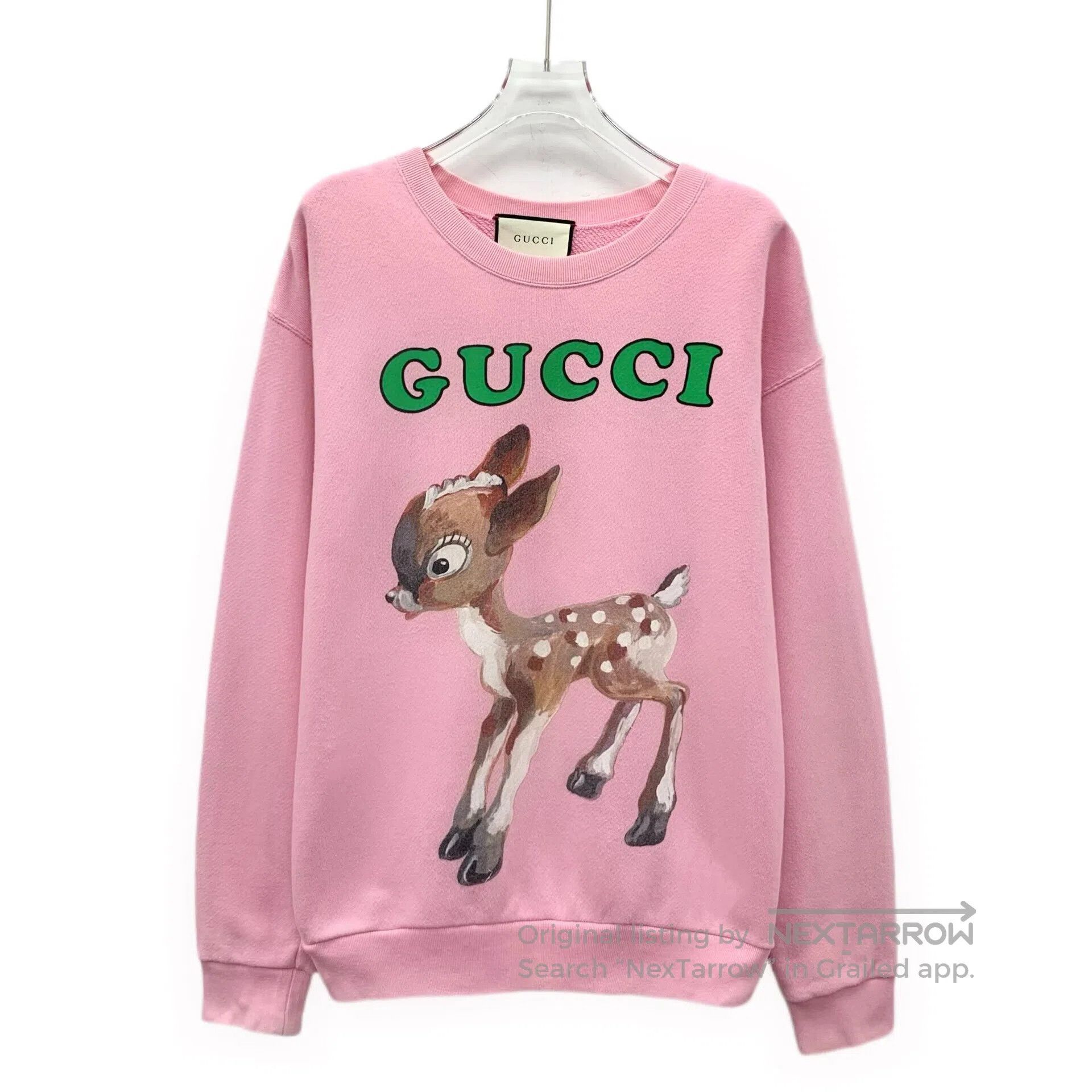 Gucci Guicci Pink Letter Embroidered Cotton Round Neck Long Slee Size S / US 4 / IT 40 - 1 Thumbnail