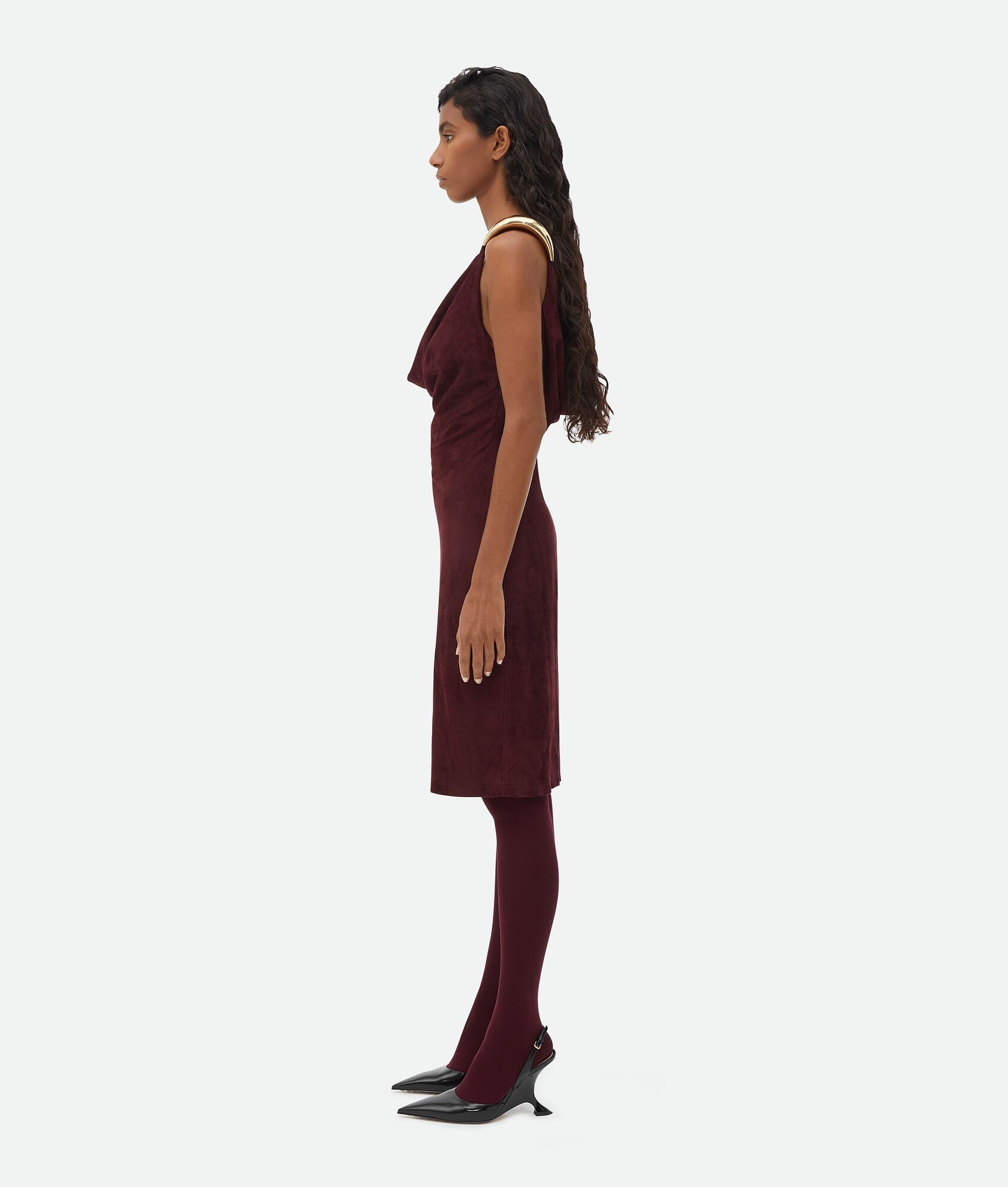 Bottega Veneta o1bcso1str0225 Fluid Suede Midi Dress With Metal Detail Size XS / US 0-2 / IT 36-38 - 2 Thumbnail