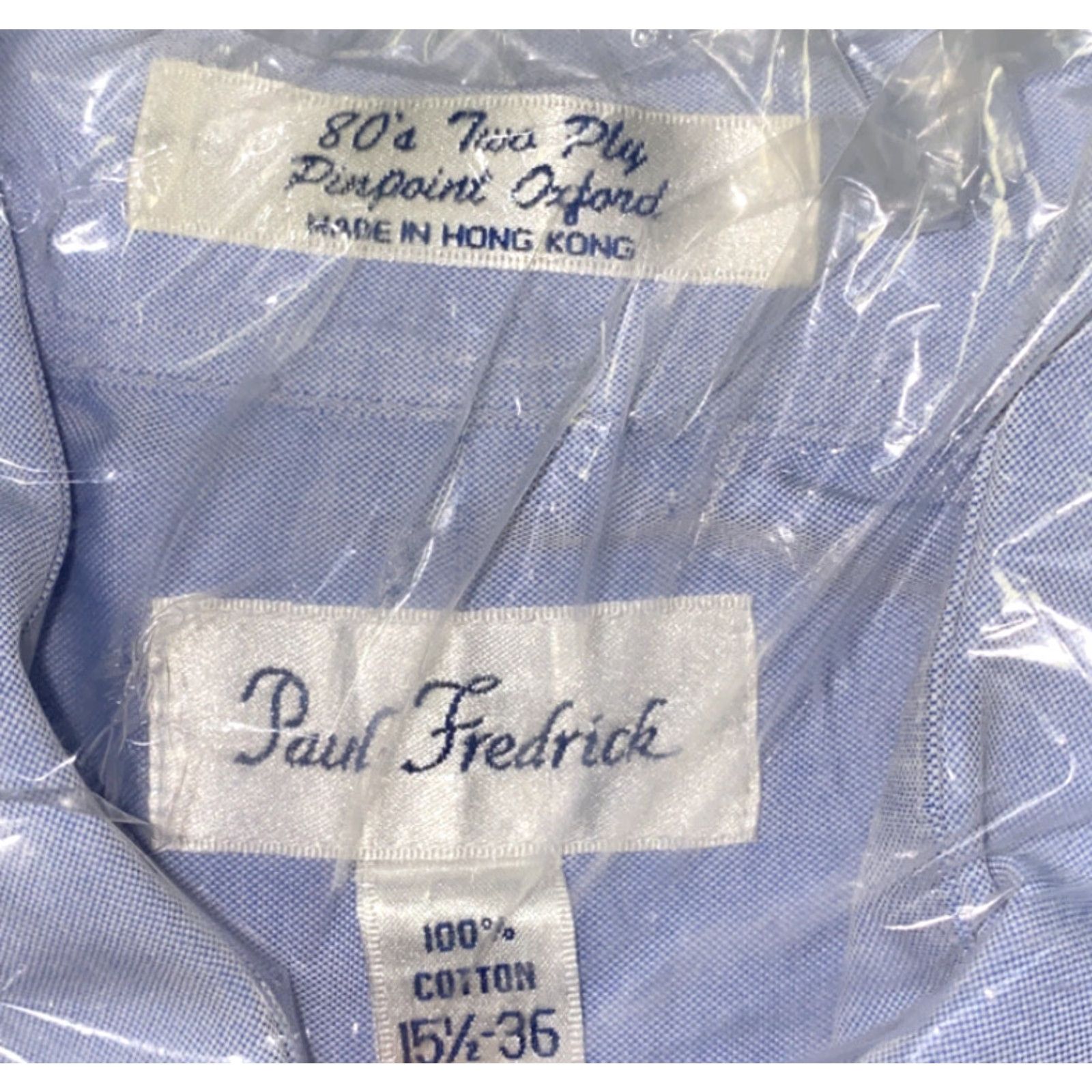Vintage Paul Fredrick Dress Shirt Mens Blue 2 Ply Button Front 15 1/2 NEW Size Regular Shirt Mens Blue 15 1/2 Size 40R - 2 Thumbnail