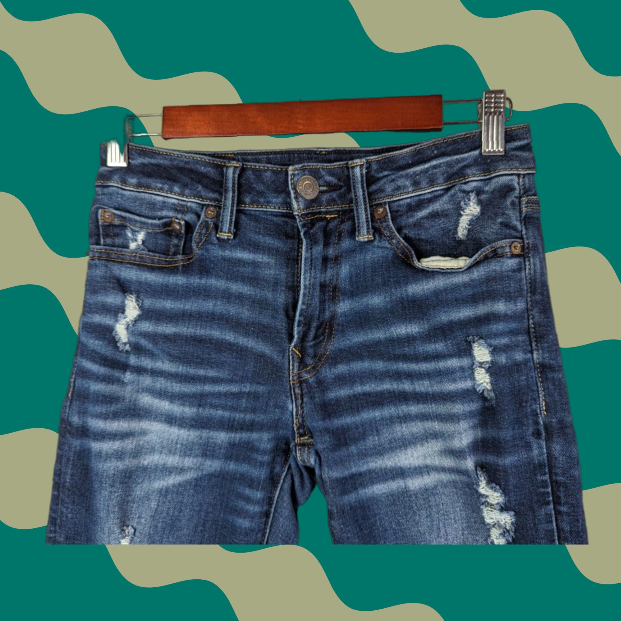 American Eagle Outfitters American Eagle Athletic Skinny Air Flex Plus Jeans Men's 26X28 Distressed Denim Size US 26 / EU 42 - 1 Thumbnail