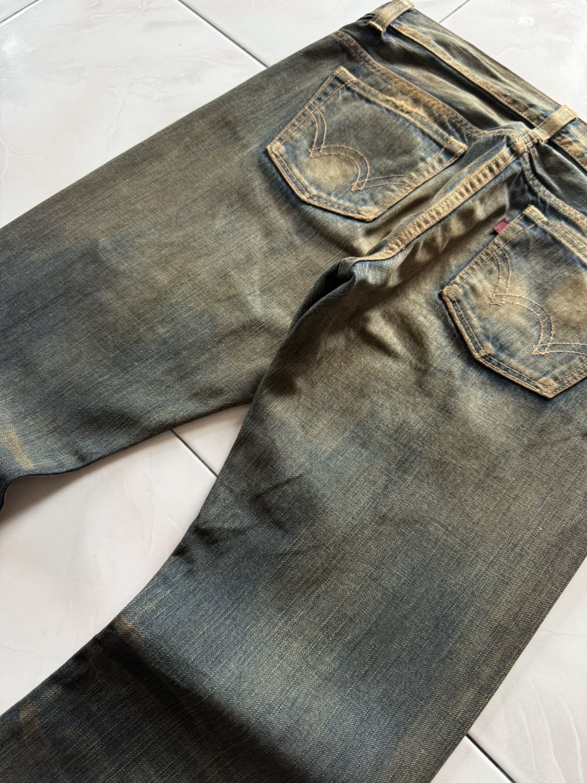 If Six Was Nine Rare Edwin 535 Pierced & Studs Heavy Mud Wash Flared Jeans Size US 32 / EU 48 - 17 Thumbnail