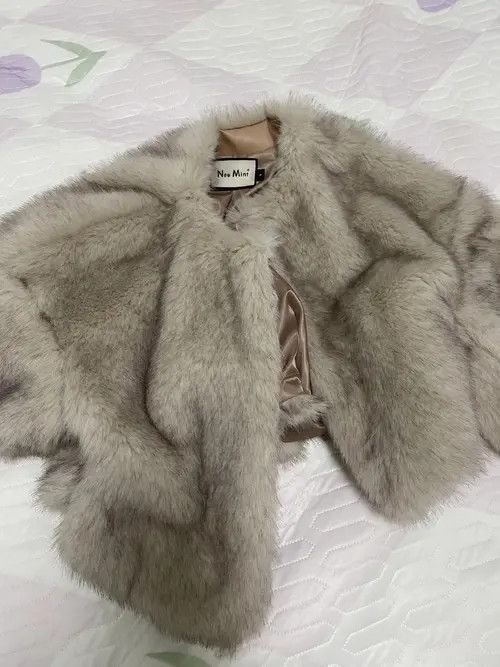 Anime × Aran Isles Knitwear Sweater Cropped Faux Fur Coat Size S / US 4 / IT 40 - 4 Thumbnail