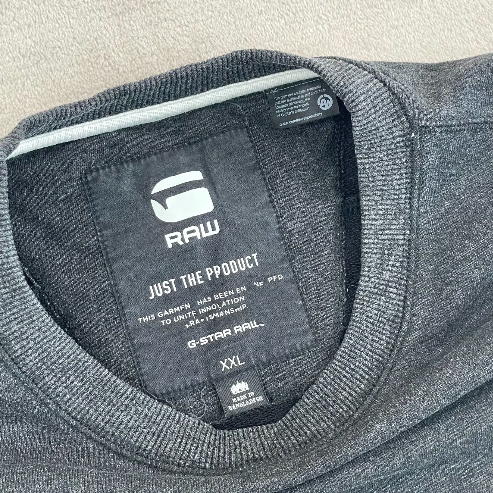 Vintage G Star Raw Orando Sweatshirt Men 2XL Charcoal Grey Crew Neck Zip Sleeves Size US XXL / EU 58 / 5 - 2 Thumbnail