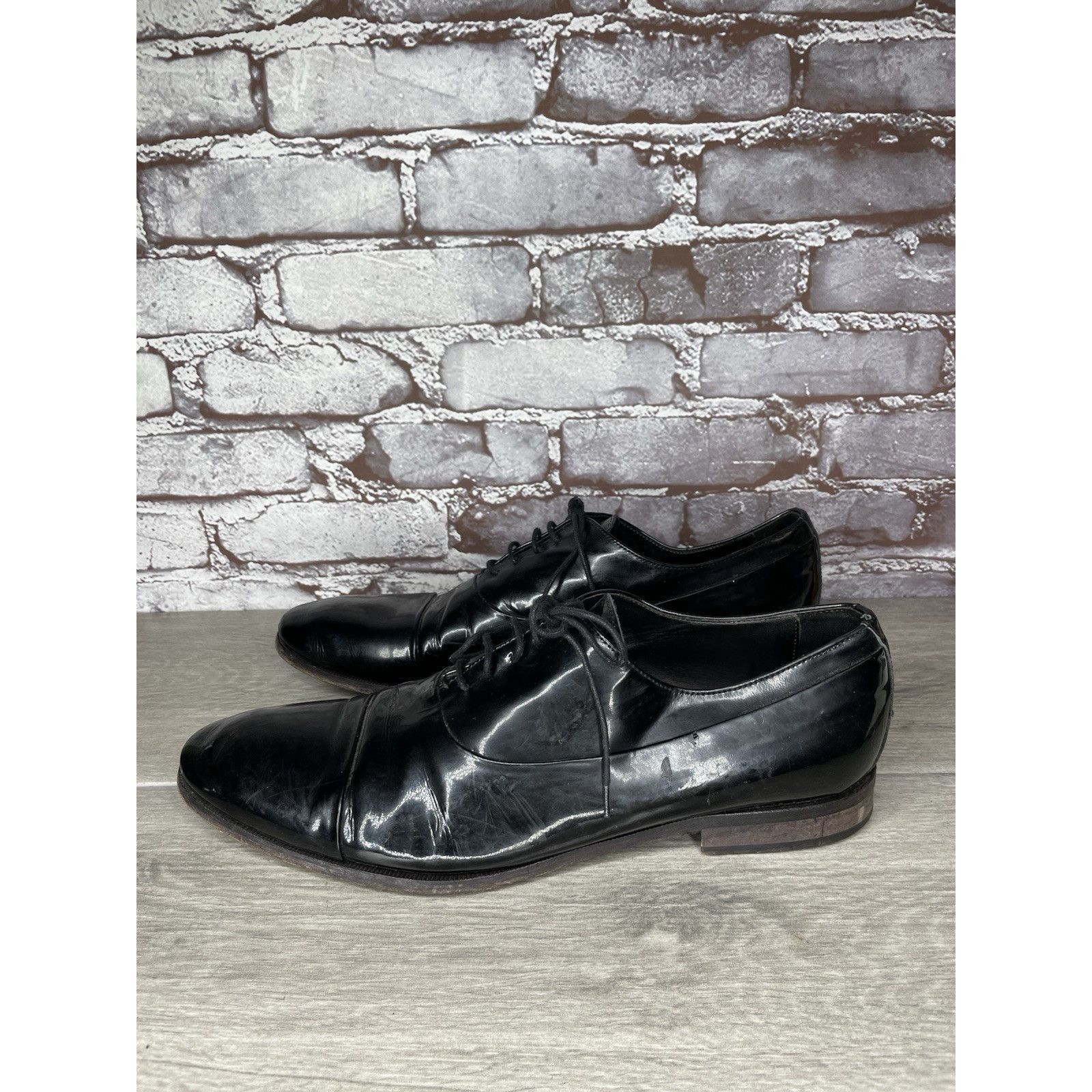 Sturhling Rolando Sturlini Black Patent Leather Derby Tuxedo Dress Sho Size US 12 / EU 45 - 22 Thumbnail