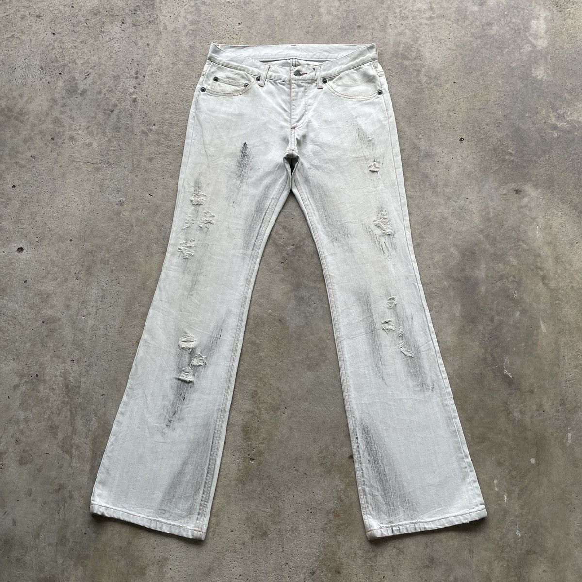 If Six Was Nine × Japanese Brand × Le Grande Bleu (L.G.B.) 291295=Homme Thrashed BOOTCUT Jeans FLARE Pants Denim W31 Size US 31 - 1 Thumbnail
