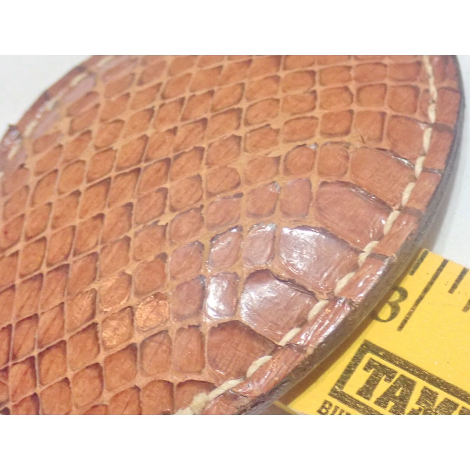 Vintage VINTAGE Cardat Snakeskin Reptile Skin Leather Oval Belt Buckle Only Cowboy Western Unisex Adult Brown 1990s Size ONE SIZE - 4 Thumbnail