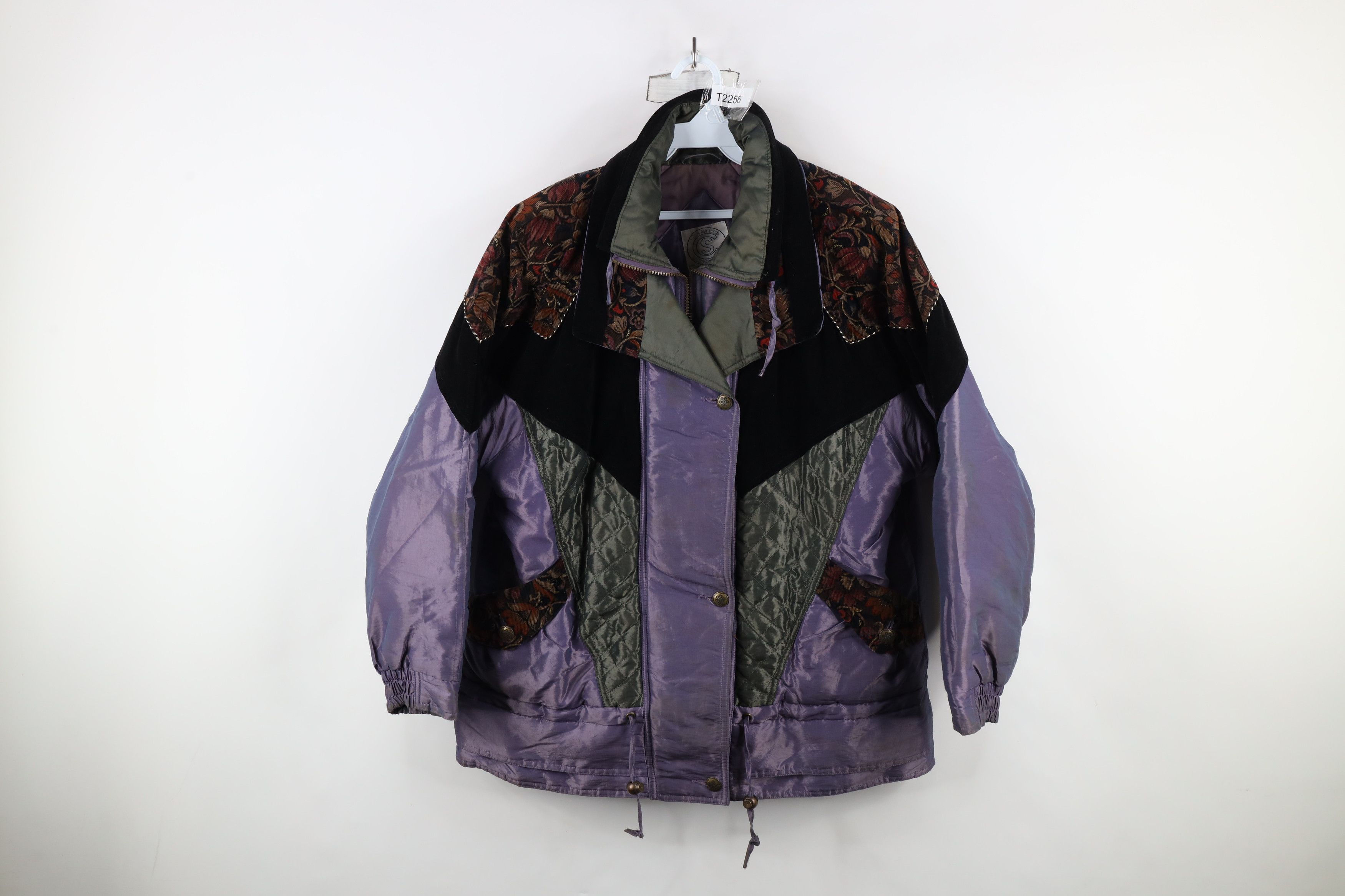 Vintage Vintage 90s Streetwear Corduroy Velour Flower Puffer Jacket Size M / US 6-8 / IT 42-44 - 1 Thumbnail