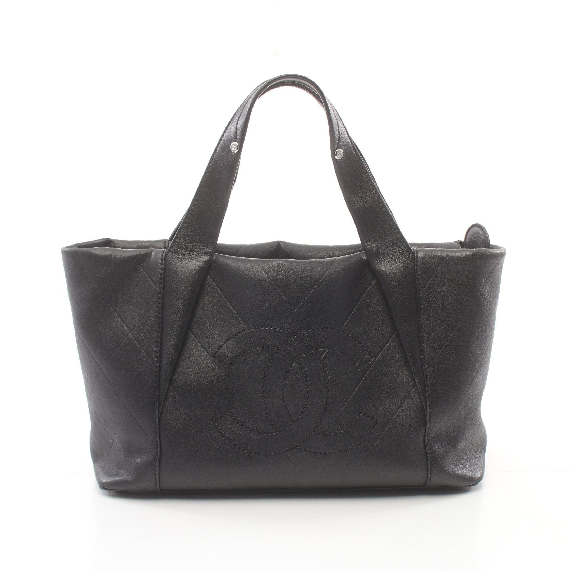 Chanel Chanel V-Stitch Handbag Leather Black Silver Hardware Size ONE SIZE - 1 Thumbnail