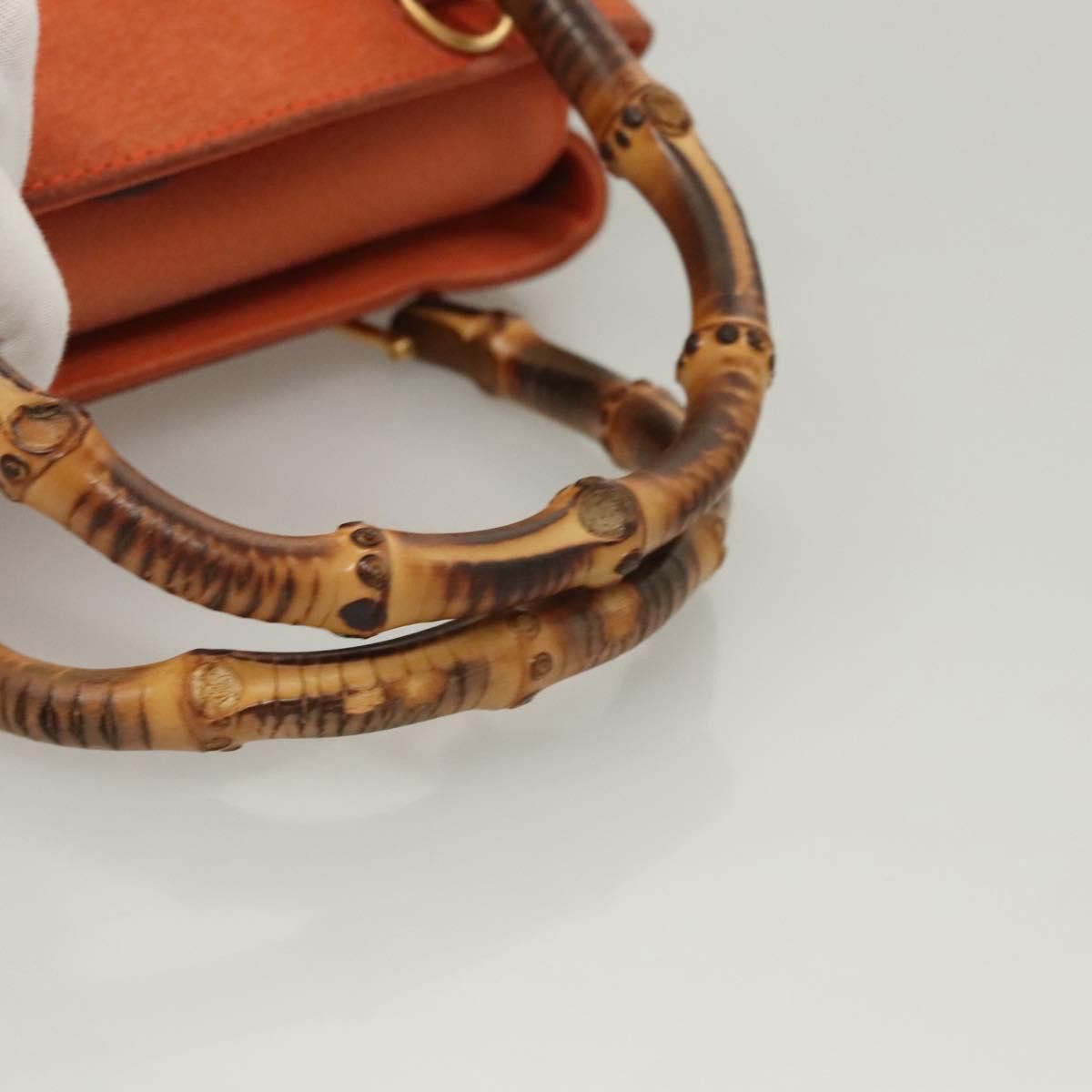 Gucci GUCCI Bamboo Hand Bag Suede Orange Gold 000 123 000 123 Size ONE SIZE - 8 Thumbnail