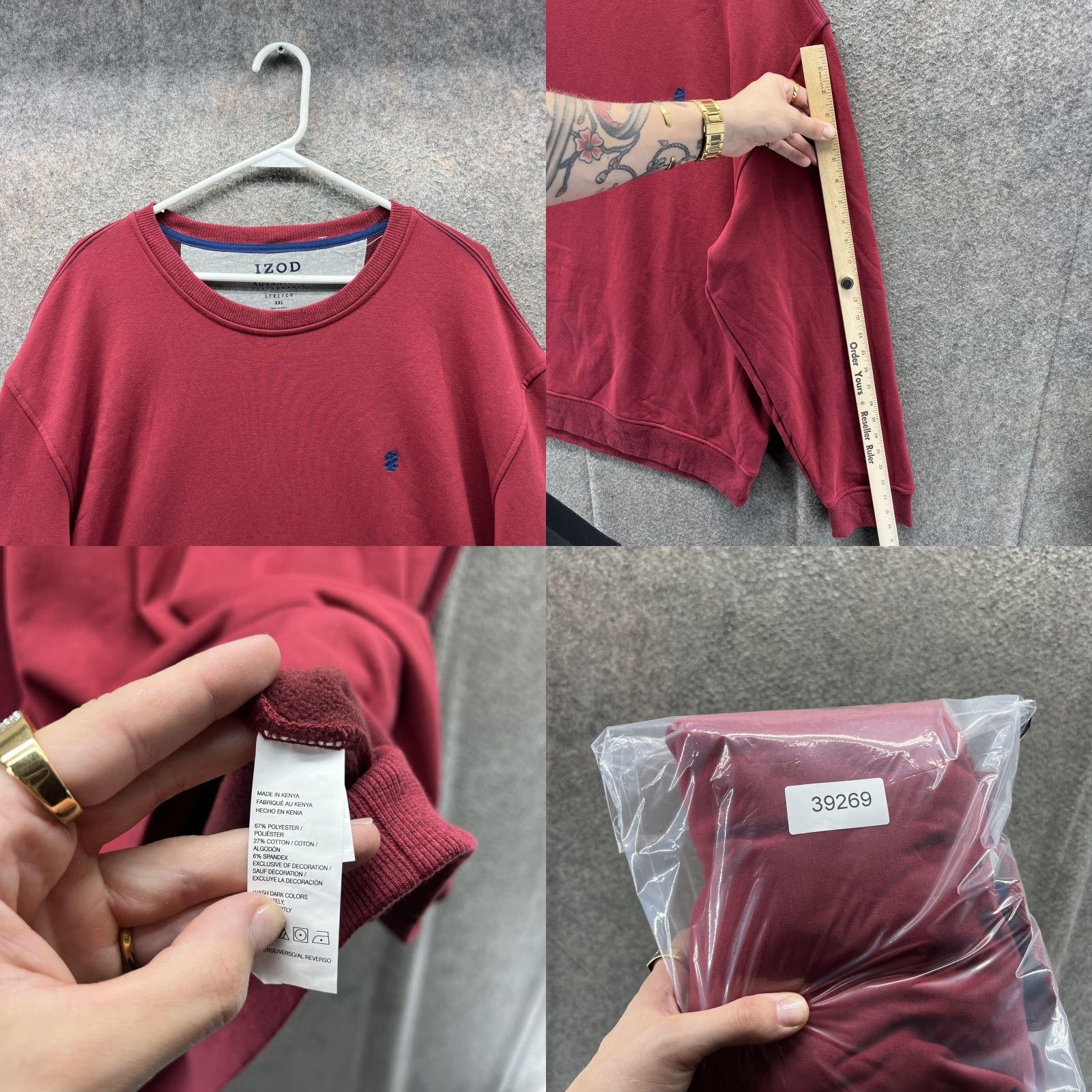 Izod IZOD Sweatshirt Mens 2XL Red Advantage Performance Stretch Crewneck Pullover Size US XXL / EU 58 / 5 - 8 Thumbnail