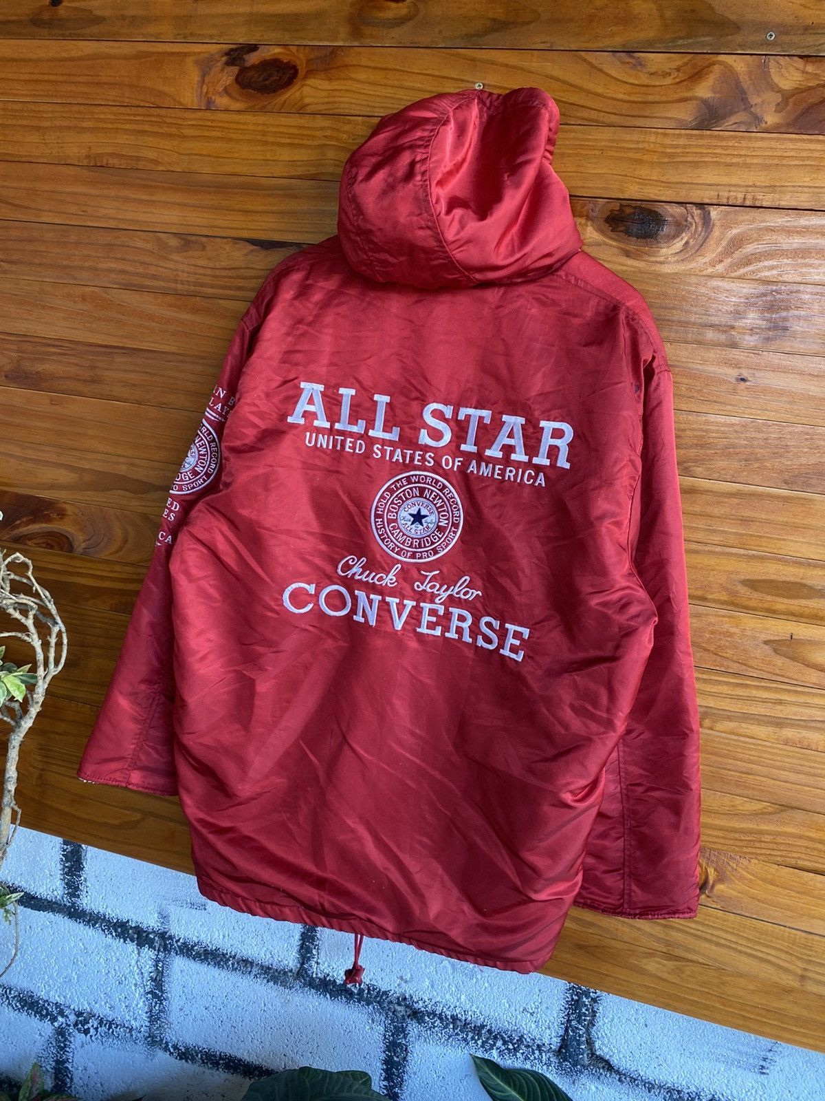 Converse Vintage Converse All Star Sherpa-Lined Hooded Jacket Red Size US L / EU 52-54 / 3 - 7 Thumbnail