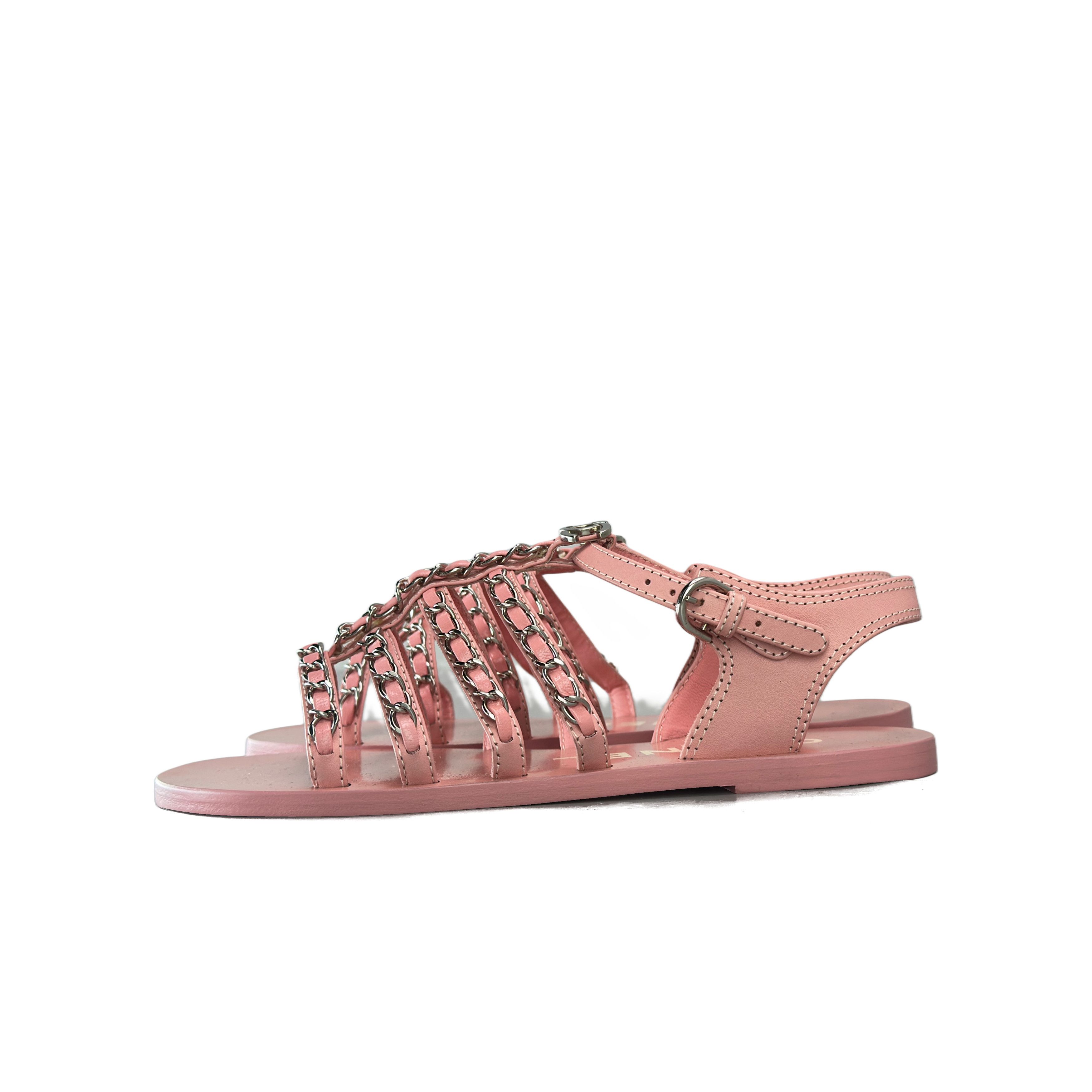 Chanel Chanel Pink Chain Leather Sandals Size 36.5 Size US 6.5 / IT 36.5 - 1 Thumbnail