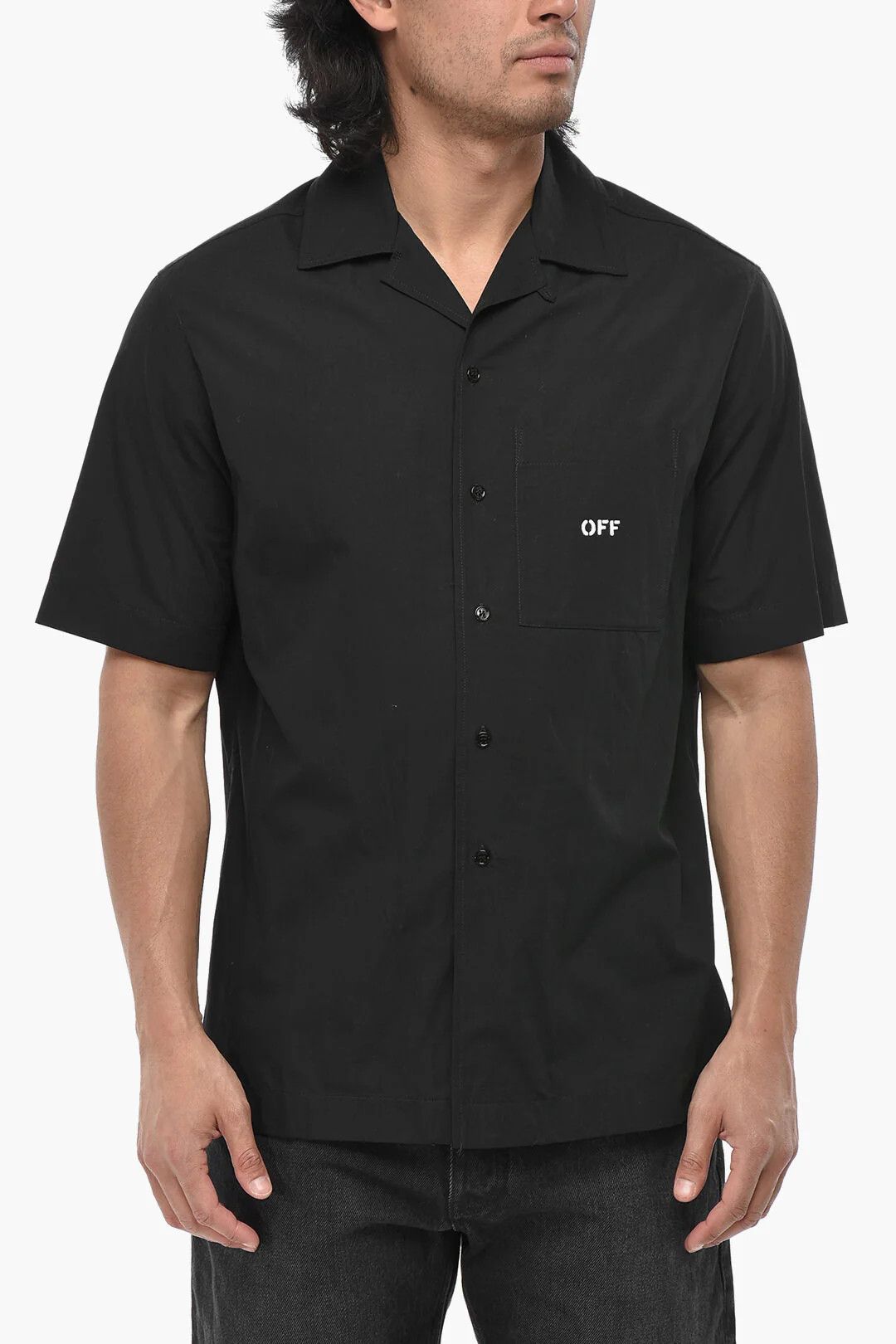 Off-White og1mm0526 Cotton Bowling Shirt in Black Size US XS / EU 42 / 0 - 1 Thumbnail