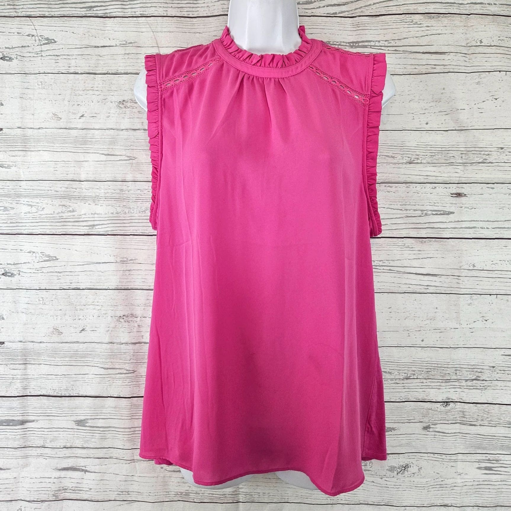 Loft Ann Taylor LOFT Womens Top Size L Solid Pink Sleeveless Blouse Shirt Summer 26.5" Length Womens Size L / US 10 / IT 46 - 2 Thumbnail