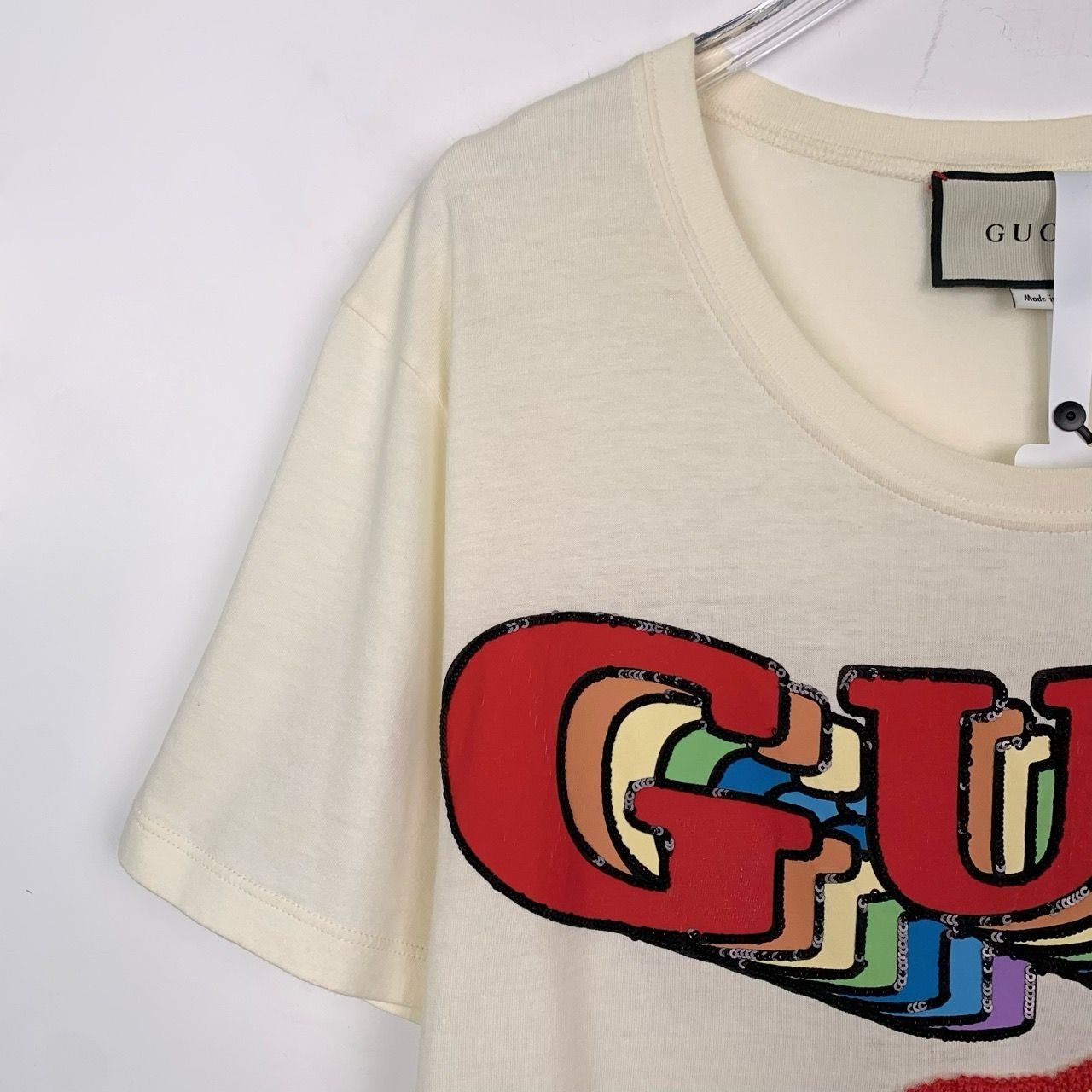 Gucci Gucci Logo Pig Embroidery Off-White Round Neck T-Shirt (Size Size XS / US 0-2 / IT 36-38 - 7 Thumbnail
