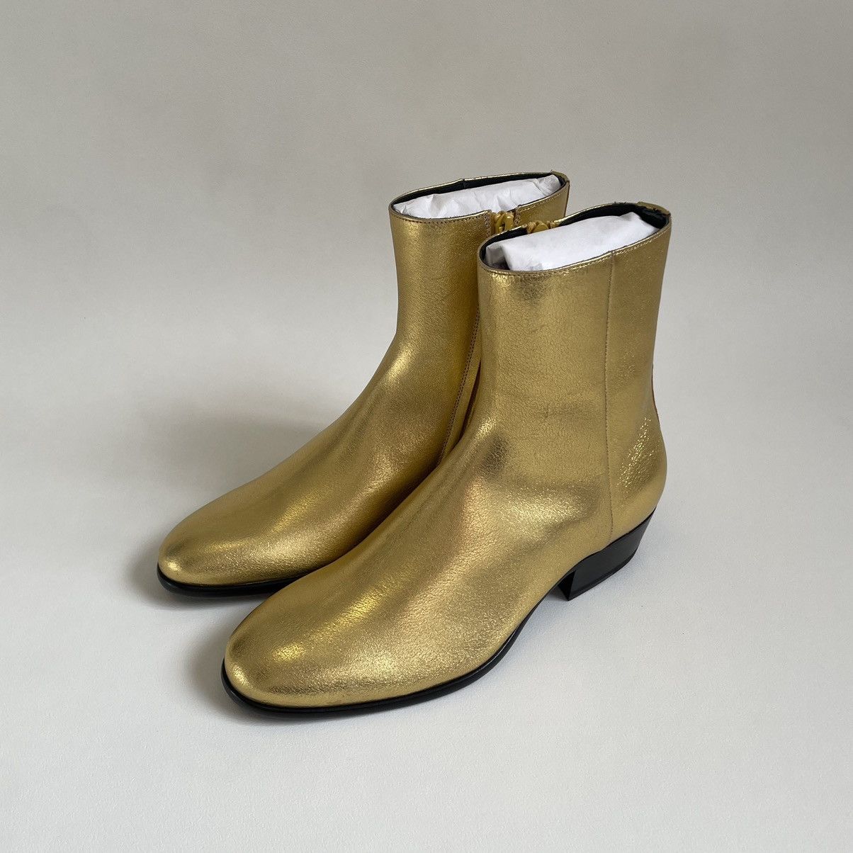 Maison Margiela S/S 17 Cuban Heel 'Gold Leather' Boots Size US 8 / EU 41 - 6 Thumbnail