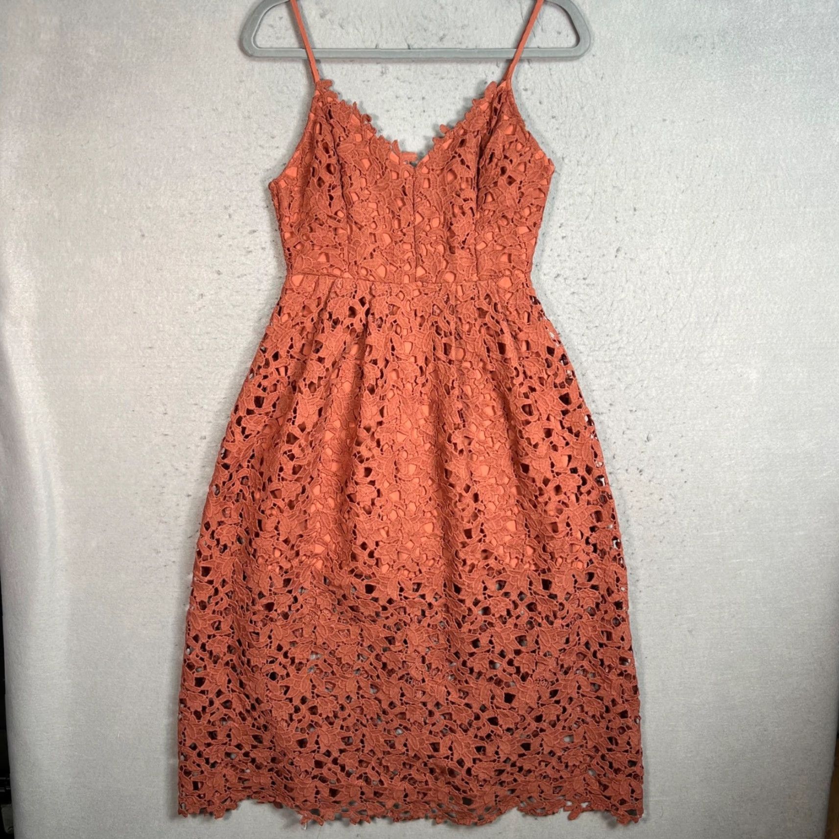 ASTR The Label VINTAGE ASTR The Label Womens Midi Dress Sleeveless Floral Lace Rust Red M Floral A-Line Maxi Women Size M / US 6-8 / IT 42-44 - 2 Thumbnail