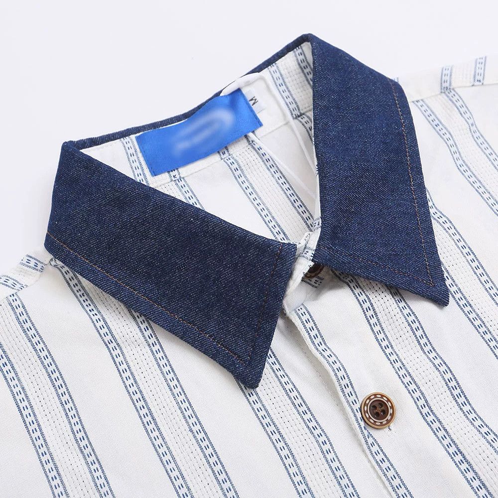 Vintage Men's pocket cartoon embroidered vertical striped shirt Size US M / EU 48-50 / 2 - 3 Thumbnail