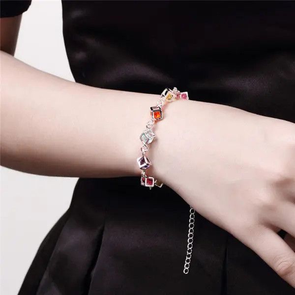Jewelry Vibrant Multicolor Cubic Bracelet Size ONE SIZE - 5 Thumbnail