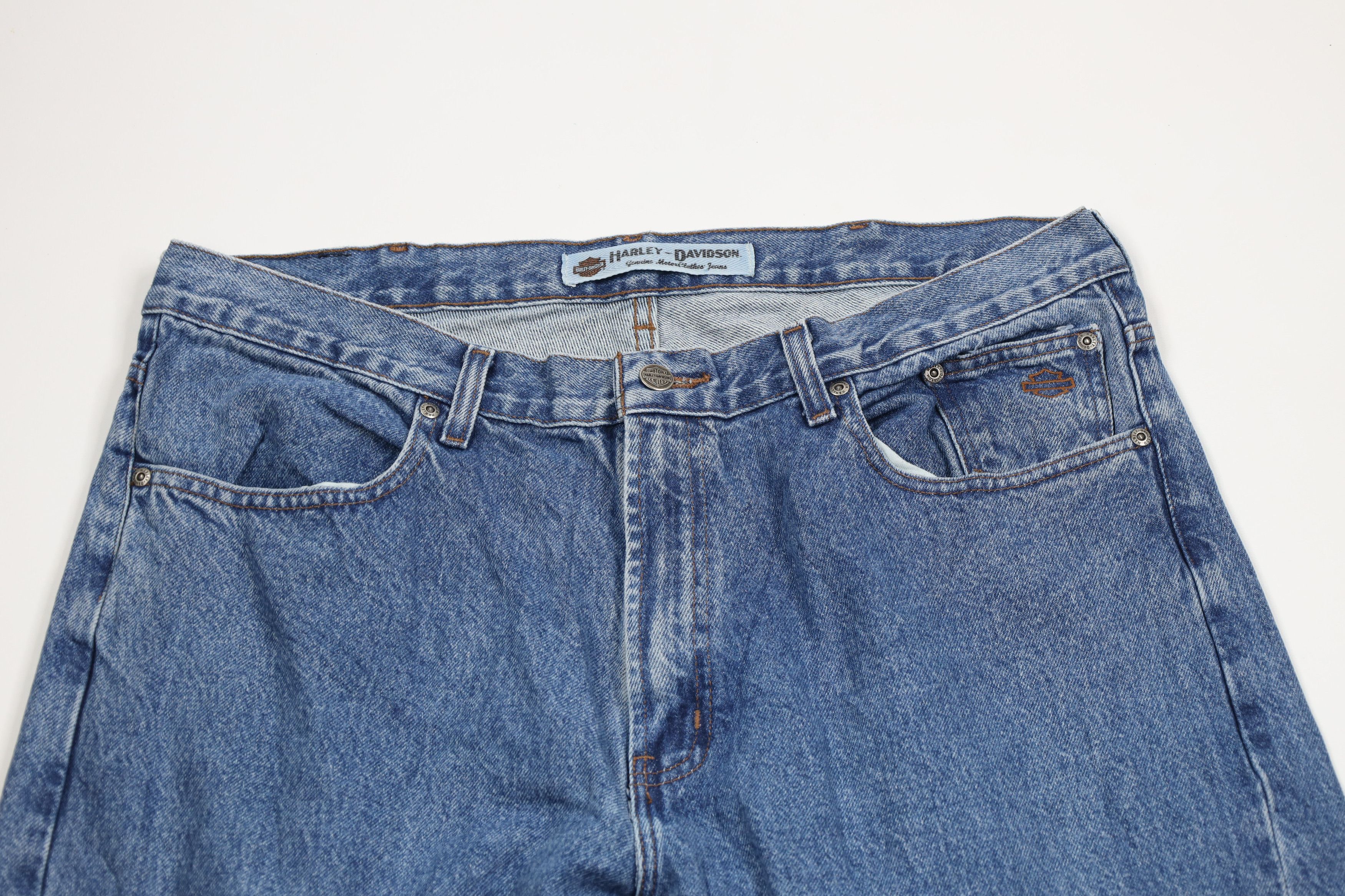 Harley Davidson × Vintage Vintage 90s Harley Davidson Baggy Wide Leg Denim Jeans Blue Size US 38 / EU 54 - 2 Thumbnail