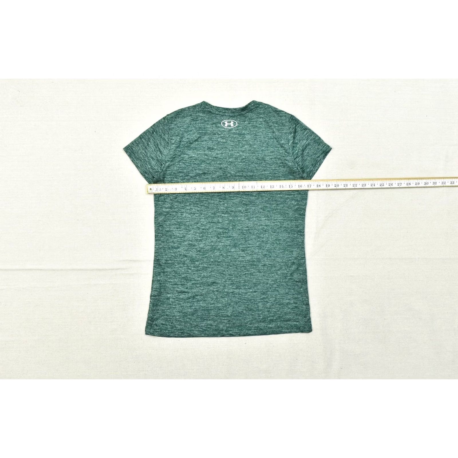 Under Armour Under Armour HeatGear Women's XS Green Heathered V-Neck Short Sleeve Athletic Tee Size 26" / US 2 / IT 38 - 3 Thumbnail