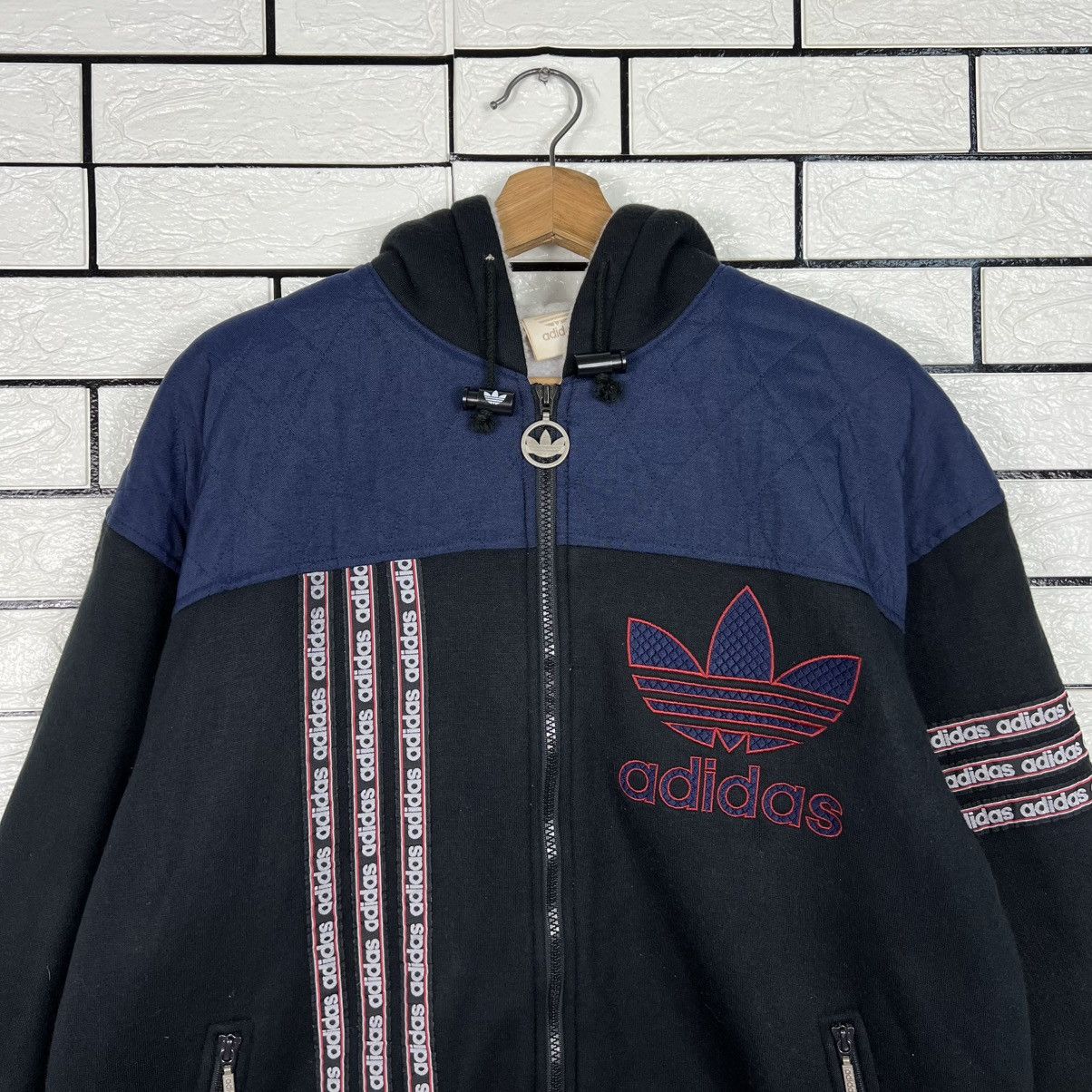 Adidas Vintage 90's ADIDAS Fleece Lined Hooded Jacket #4060-C184 Size US M / EU 48-50 / 2 - 2 Thumbnail