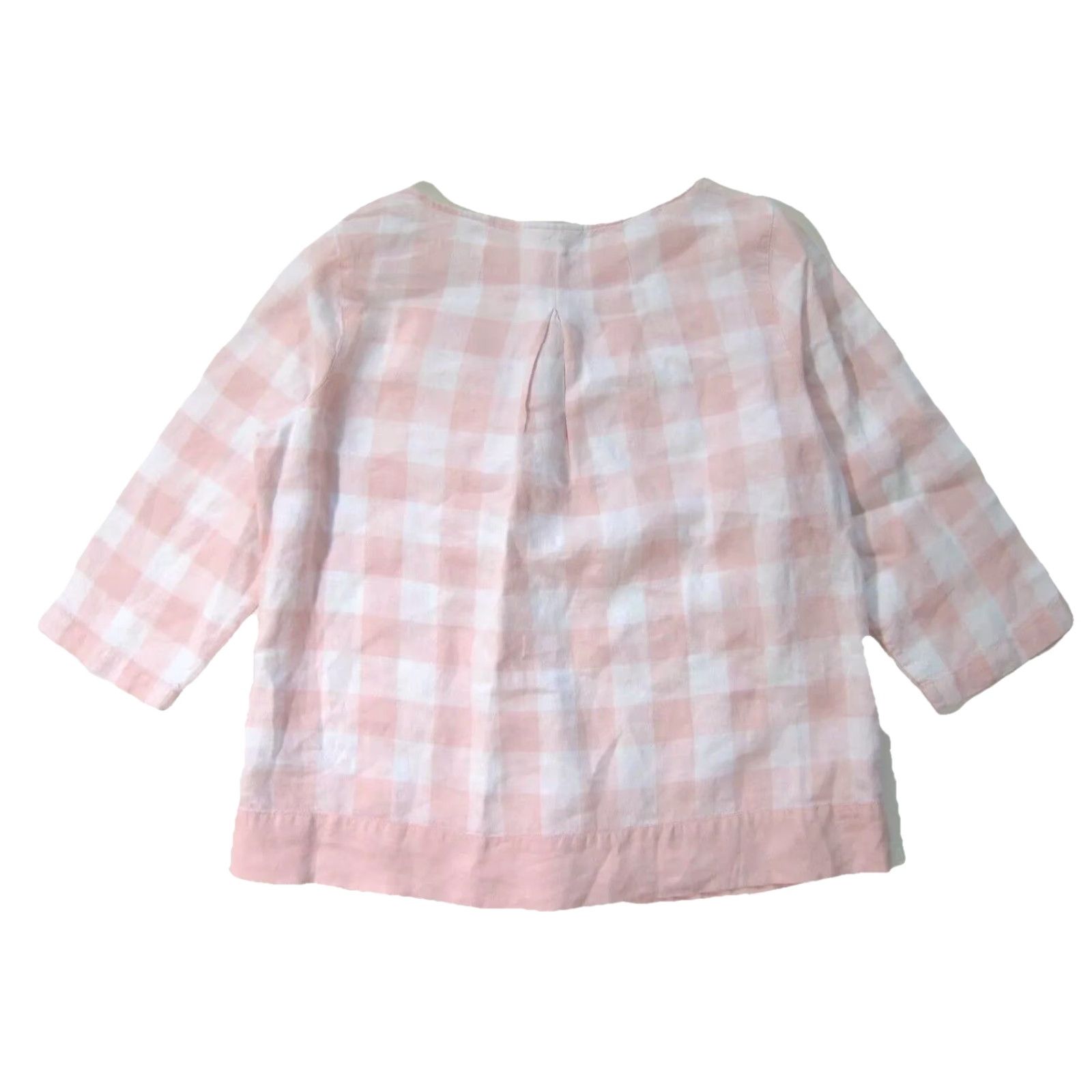 J. Jill J.Jill Blouse Shirt Women Medium 3/4 Sleeve Linen Pink White Plaid Tunic VINTAGE Size M / US 6-8 / IT 42-44 - 2 Thumbnail