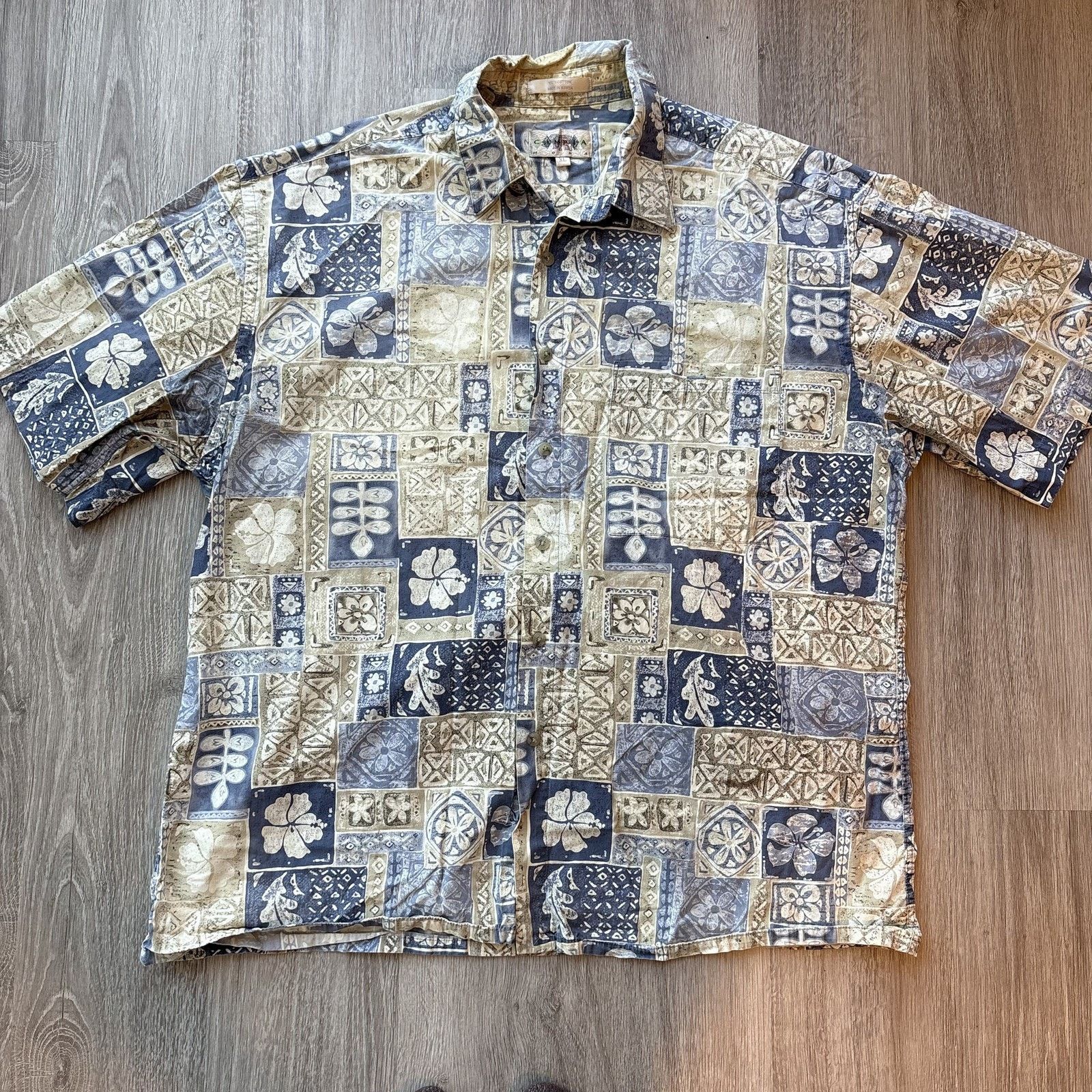 Other Cobra Golf Men's XL Hawaiian Shirt Blue Tan Floral Patchwork Size US XL / EU 56 / 4 - 1 Thumbnail