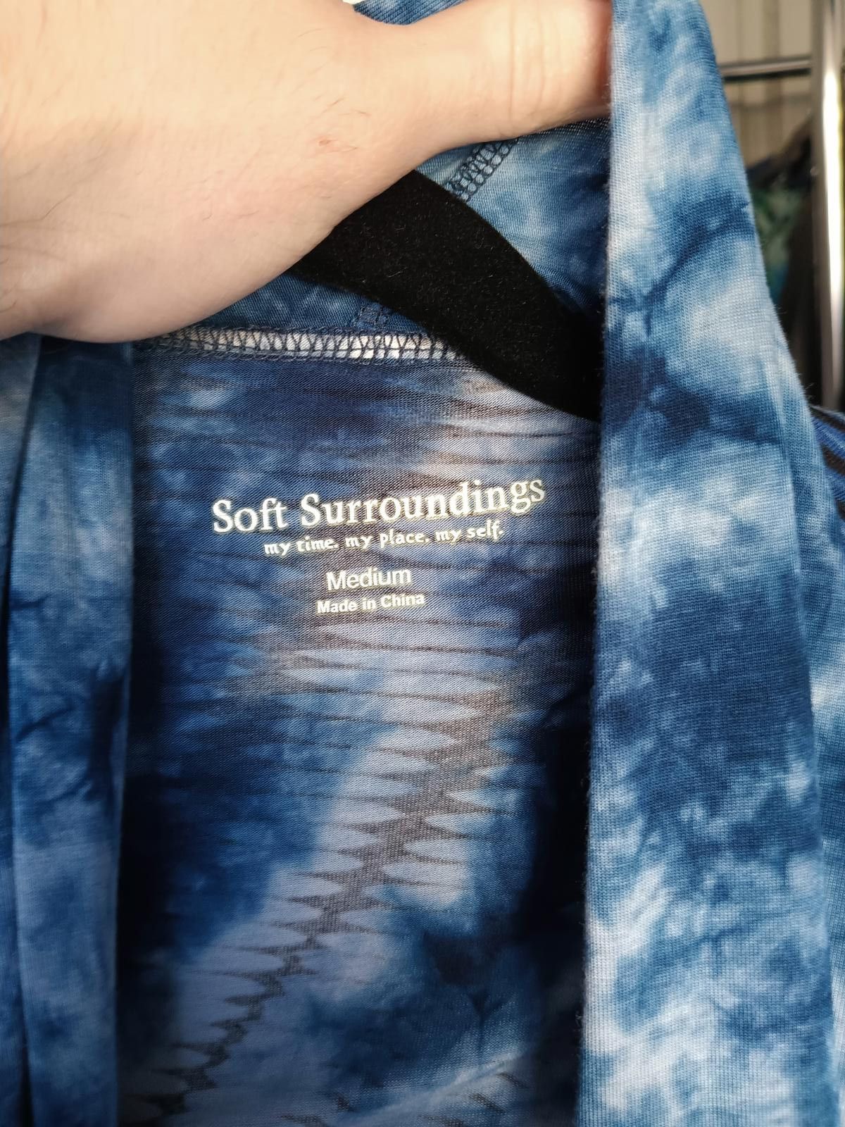 Designer Soft Surroundings Blue Tie-Dye Duster Cardigan - Size Medium Size M / US 6-8 / IT 42-44 - 3 Thumbnail