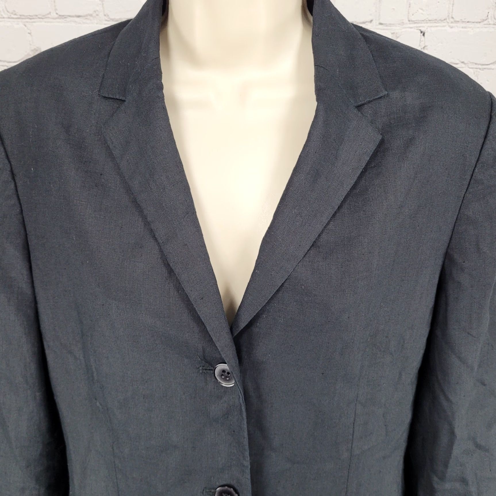 Evan Picone Evan Picone Blazer Women Dress 100% Linen Lightweight Notch Buttoned Black Size 10 Size L / US 10 / IT 46 - 7 Thumbnail