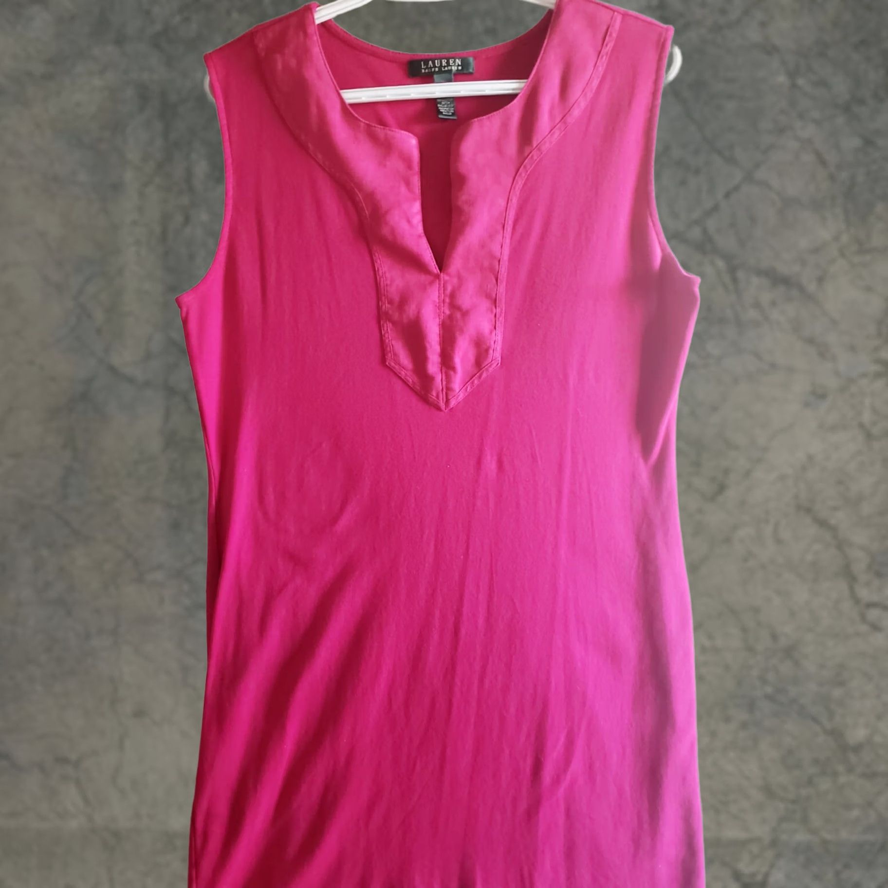 Ralph Lauren LAUREN RALPH LAUREN WOMEN'S XL MAGENTA SPLIT V-NECK SLEEVELESS DRESS Size XL / US 12-14 / IT 48-50 - 1 Thumbnail