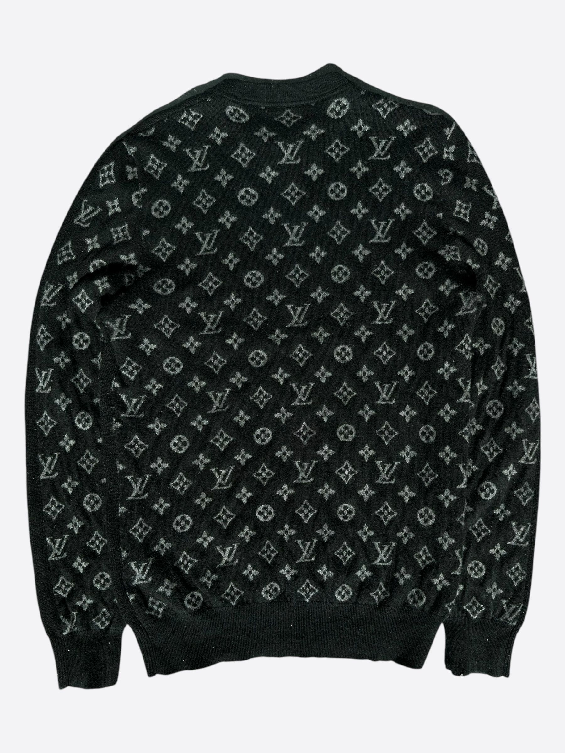 Louis Vuitton Louis Vuitton Black & Grey Monogram Cashmere Sweater Size US L / EU 52-54 / 3 - 1 Thumbnail