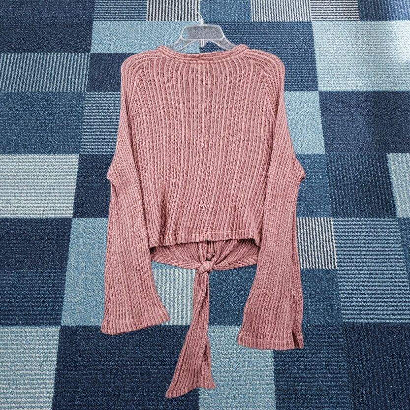 Vintage Altar'd State Sweater Cardigan Womens S Pink Knit Flared Front Tie V-Neck Open-Knit Casual Fall Spring Winter Size S / US 4 / IT 40 - 1 Thumbnail