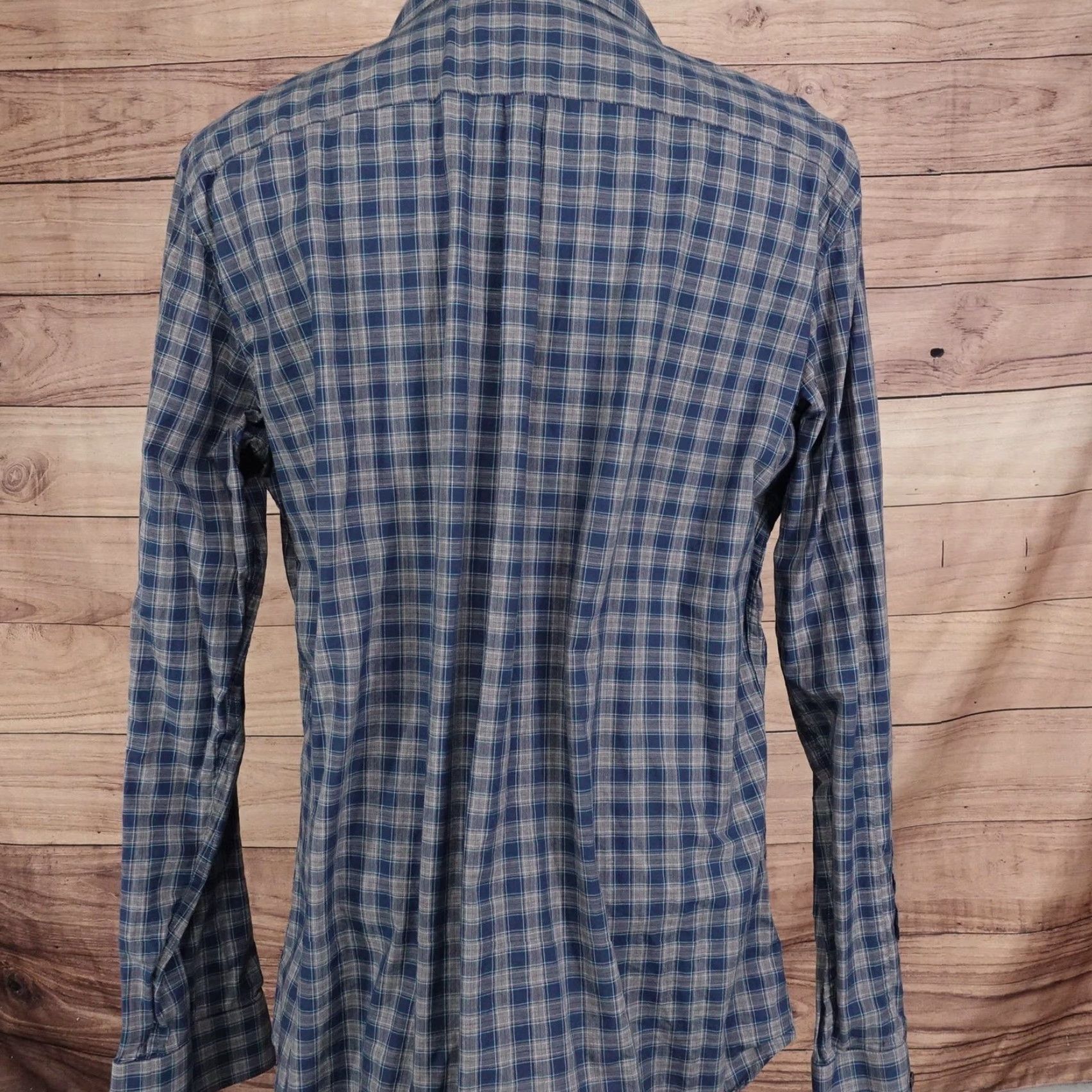 Apt. 9 APT.9 Shirt Mens XLT Blue Plaid Long Sleeve Button Front Cotton Tall Casual Size US XL / EU 56 / 4 - 4 Thumbnail
