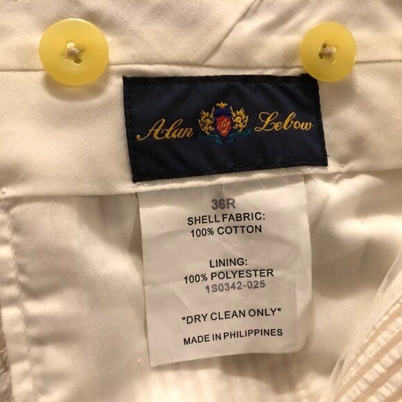 Other Alan lebow men's new cream 100%cotton pants size: 36/36 Size US 36 / EU 52 - 13 Thumbnail