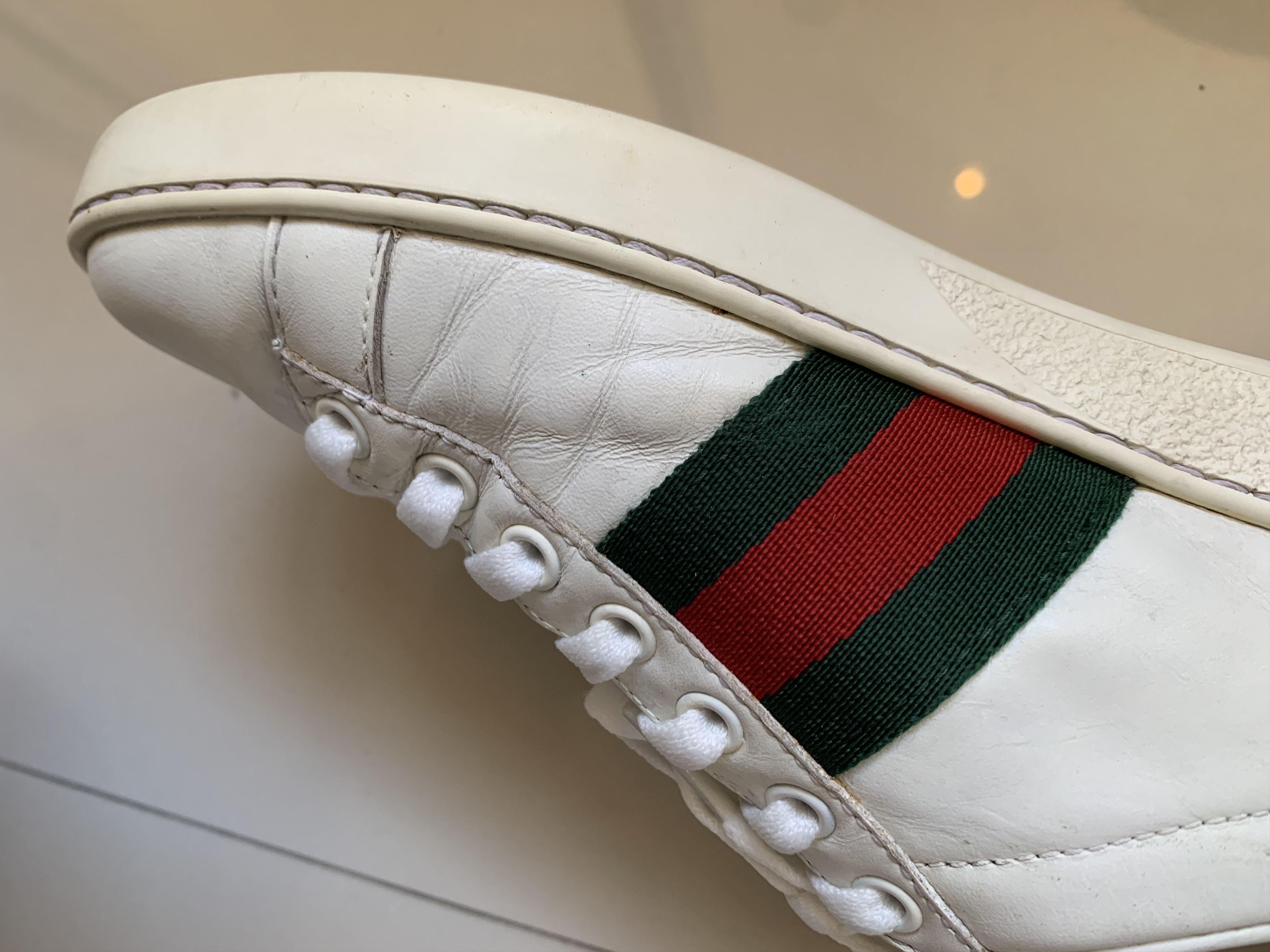 Gucci Gucci White Leather Pearl Studded Ace Low Sneakers EU 35 Size US 5 / IT 35 - 19 Thumbnail