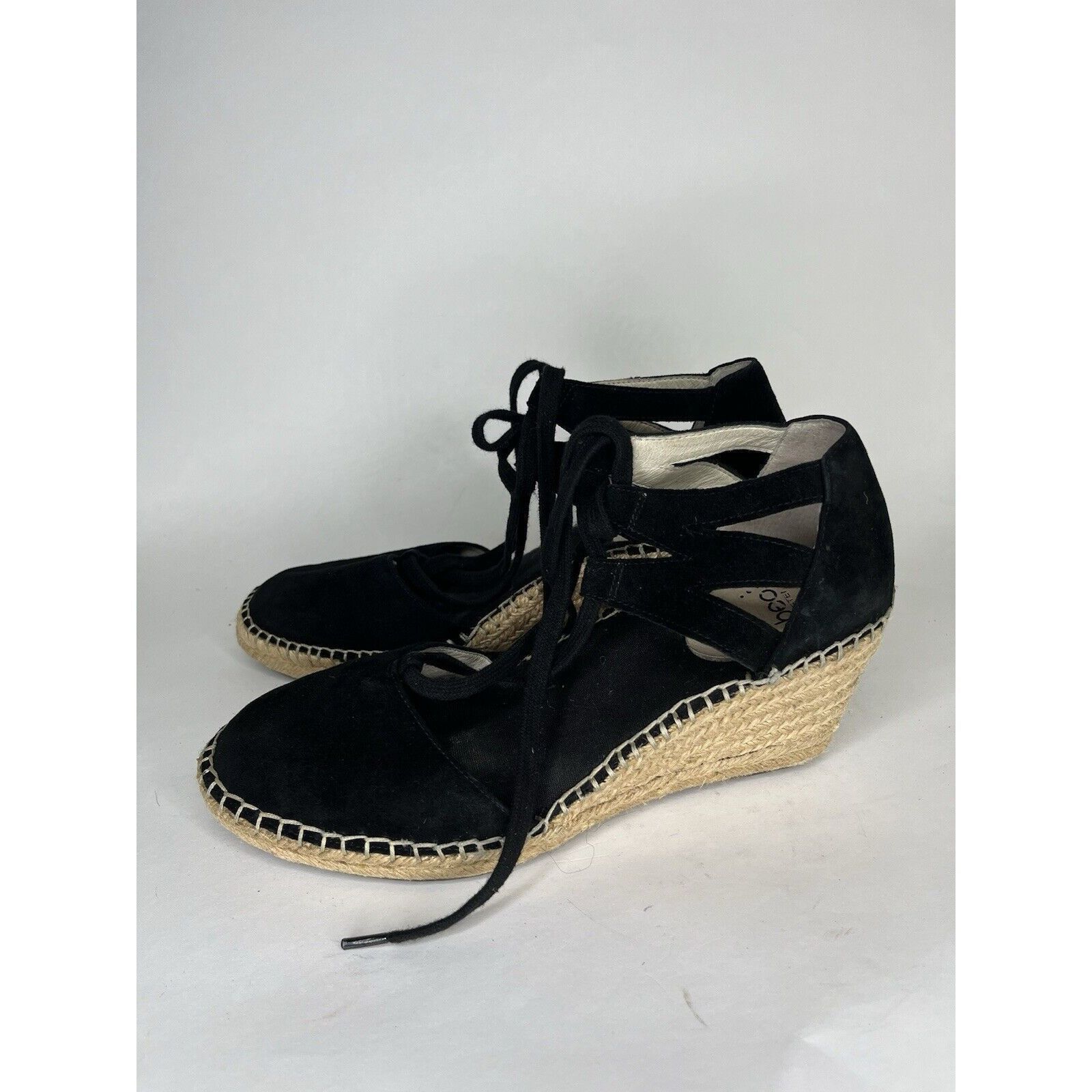 Other Abeo Black Suede Leather Lace Up Espadrilles Wedges Sandals Size US 9 / IT 39 - 4 Thumbnail