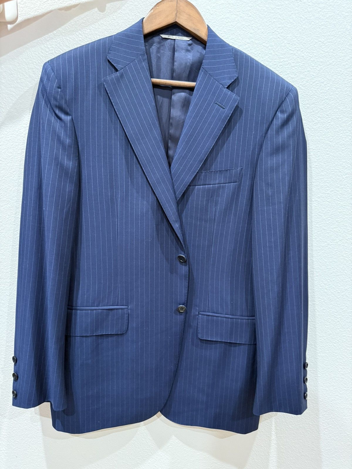 Canali Canali Navy Pinstripe Wool Blazer Made in Italy Size 50 Size 50R - 1 Thumbnail