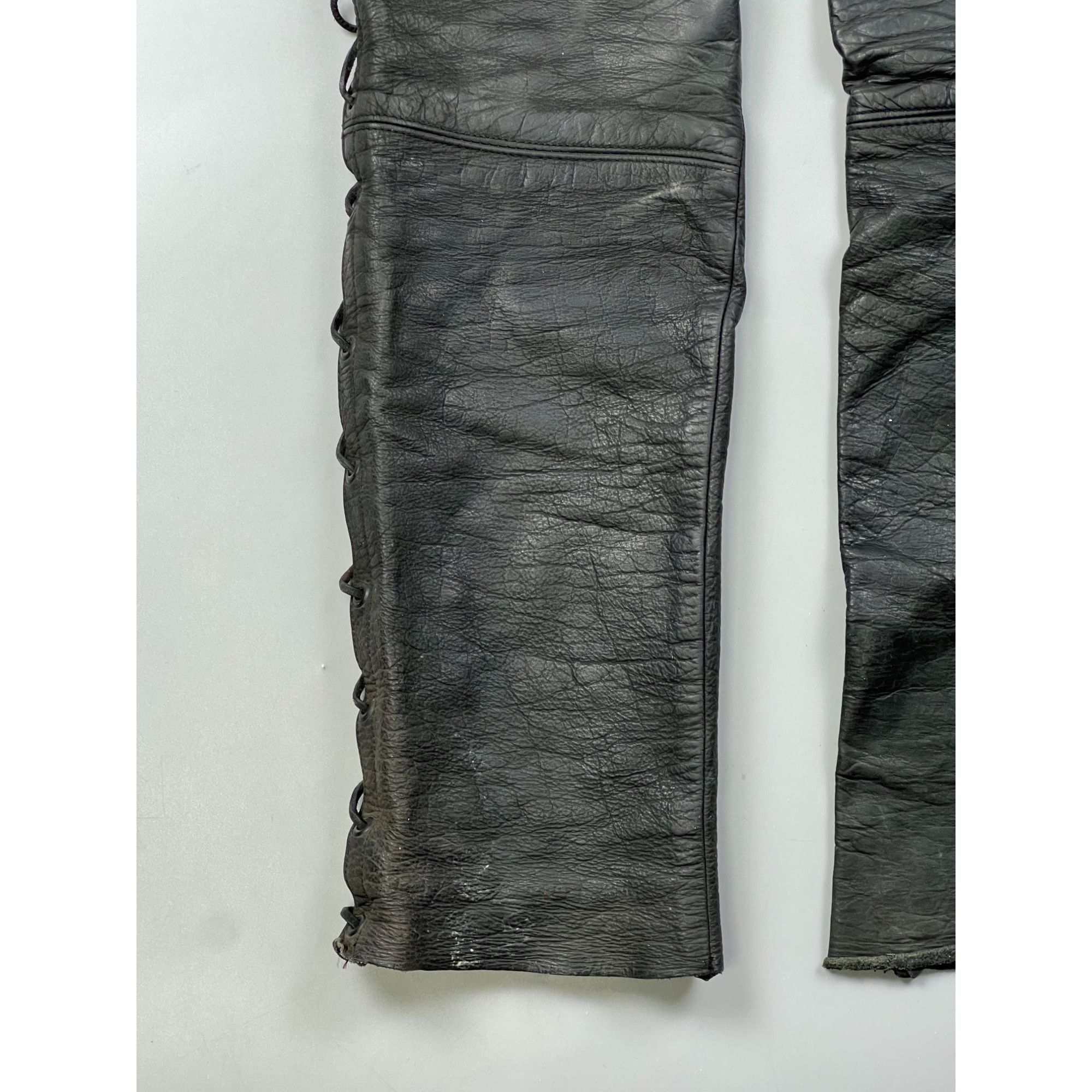 Vintage Vintage Leather Biker Pants (Y0747) Size US 32 / EU 48 - 14 Thumbnail