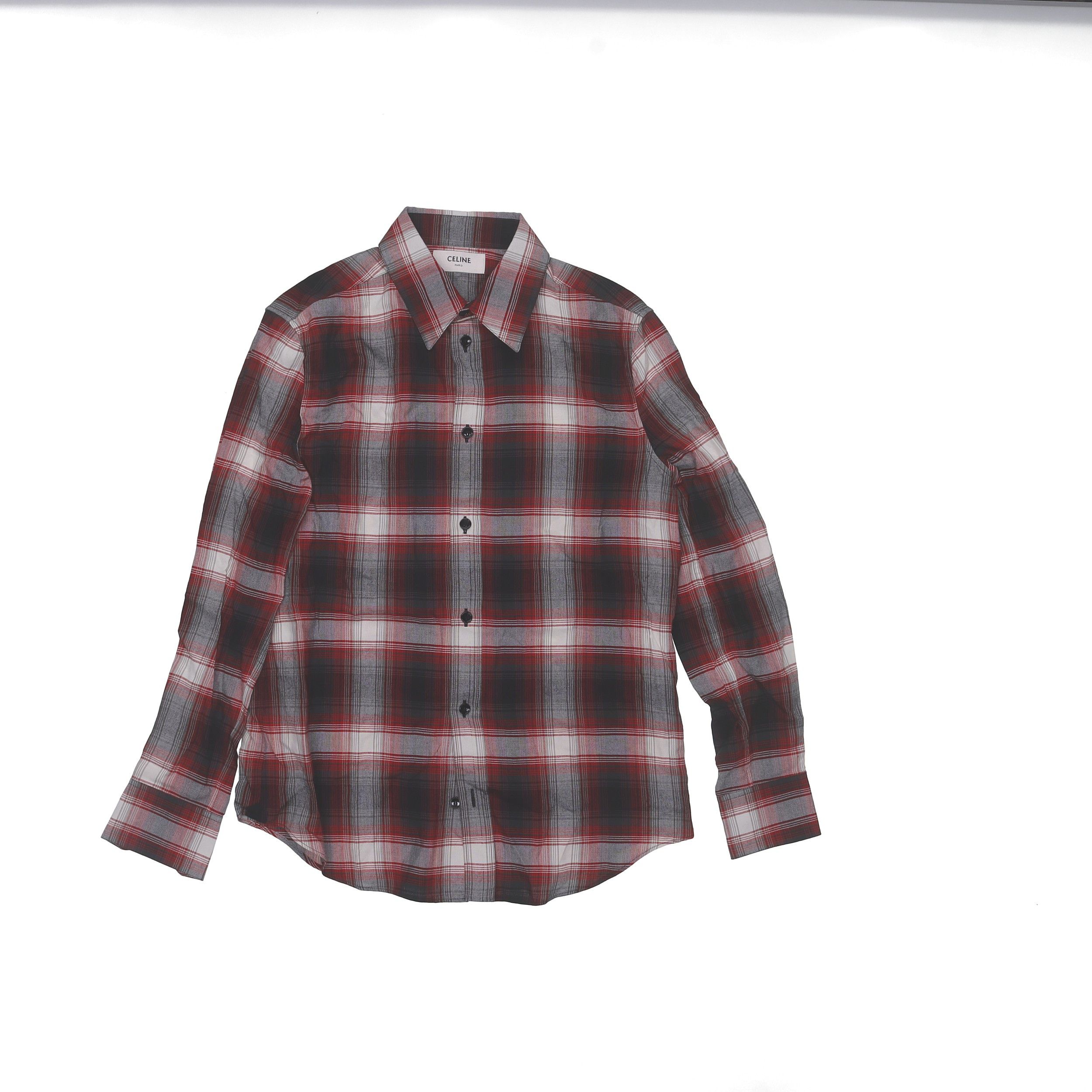 Celine Celine Red Plaid Button Up Shirt Size 34 Size XXS / US 00 / IT 34 - 1 Thumbnail